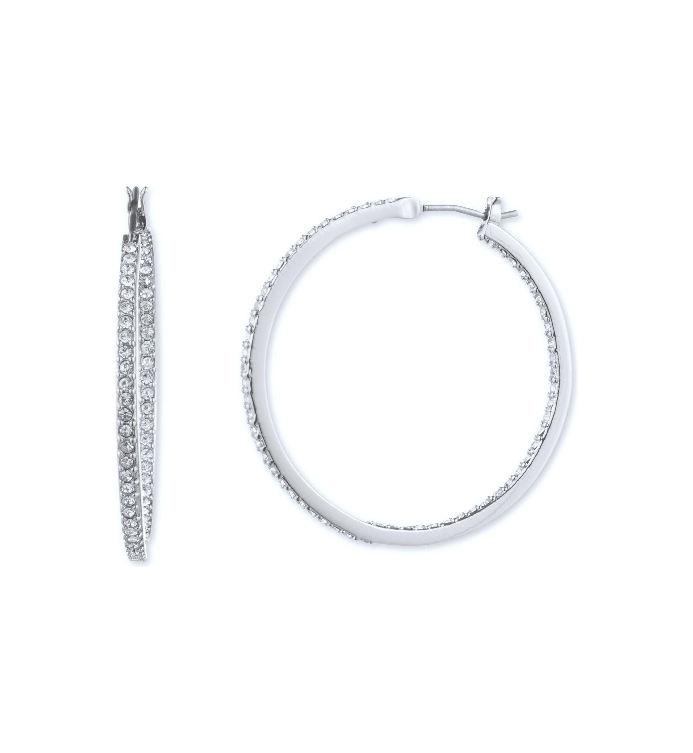 Silver Tone Cry Medium Click Top Hoop Earrings