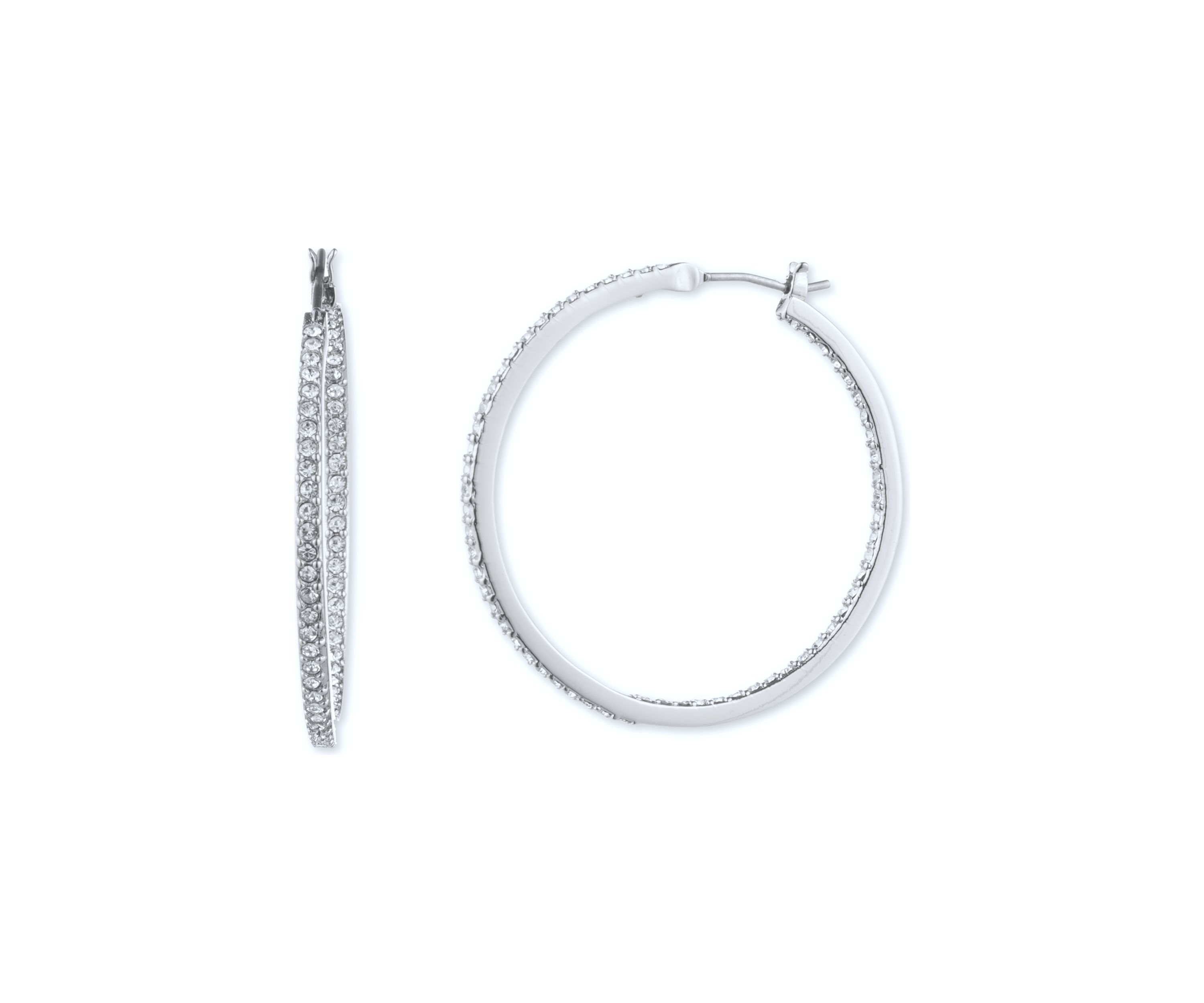 Silver Tone Cry Medium Click Top Hoop Earrings