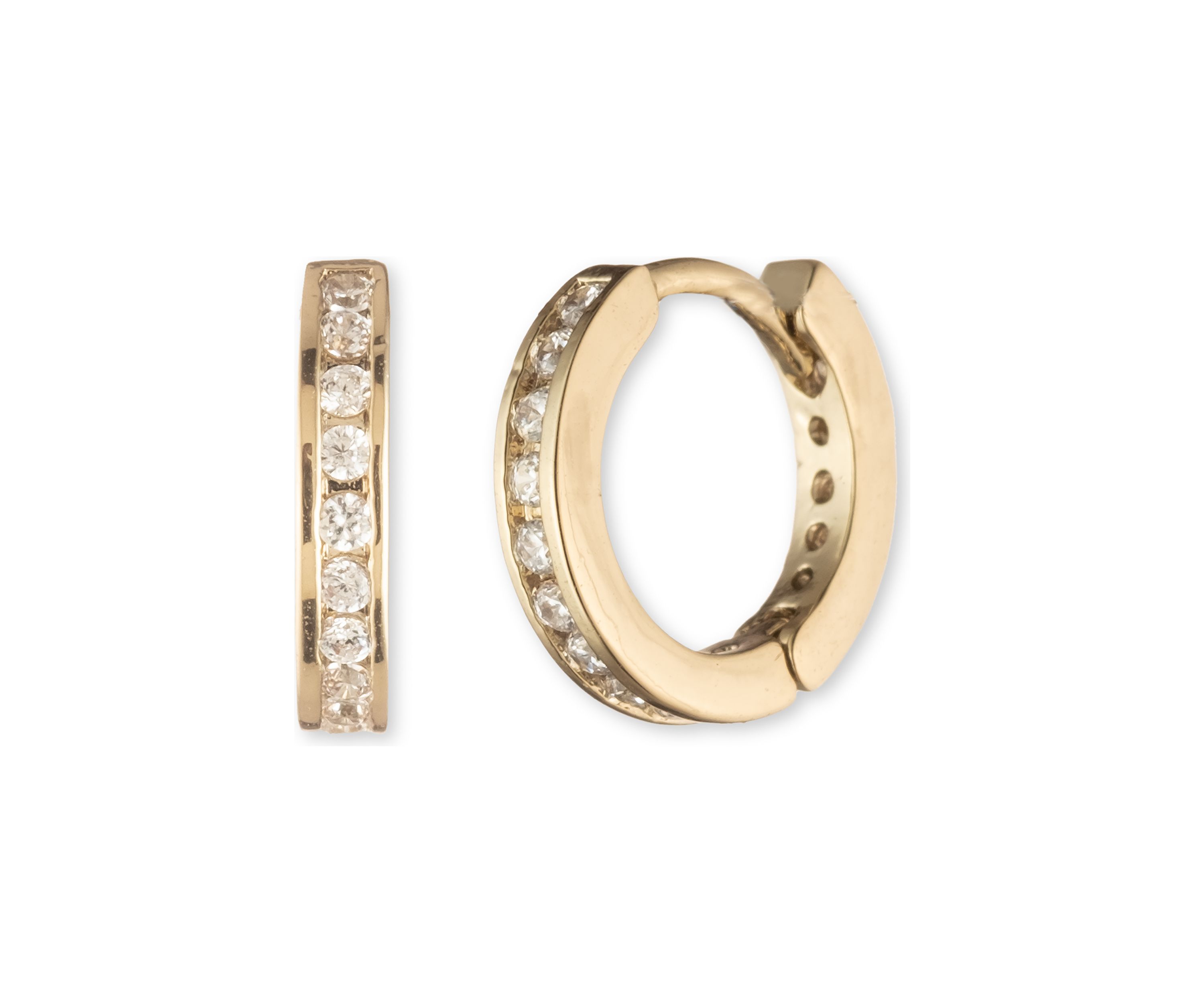 Gold Tone Crystal Mini Pavé Huggie Hoop Earrings