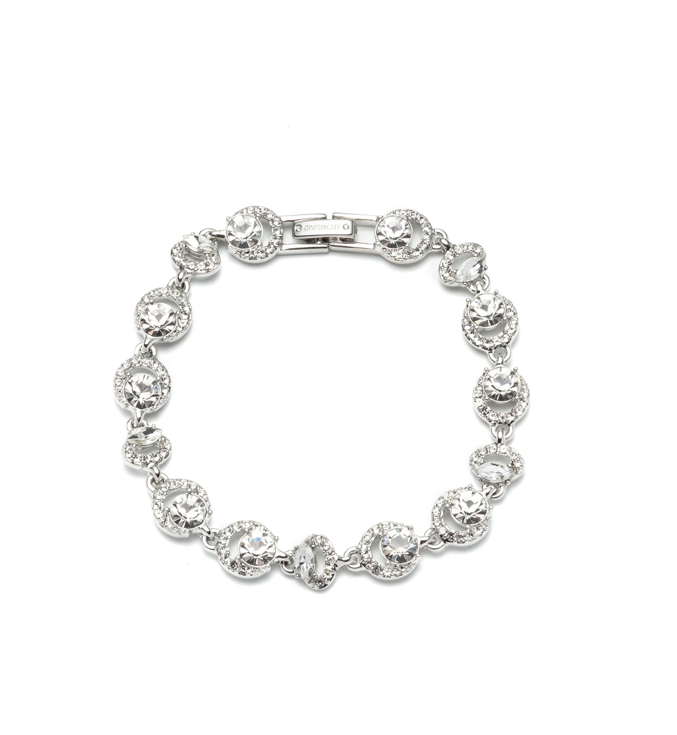 Silver Tone Round Crystal Flex Bracelet