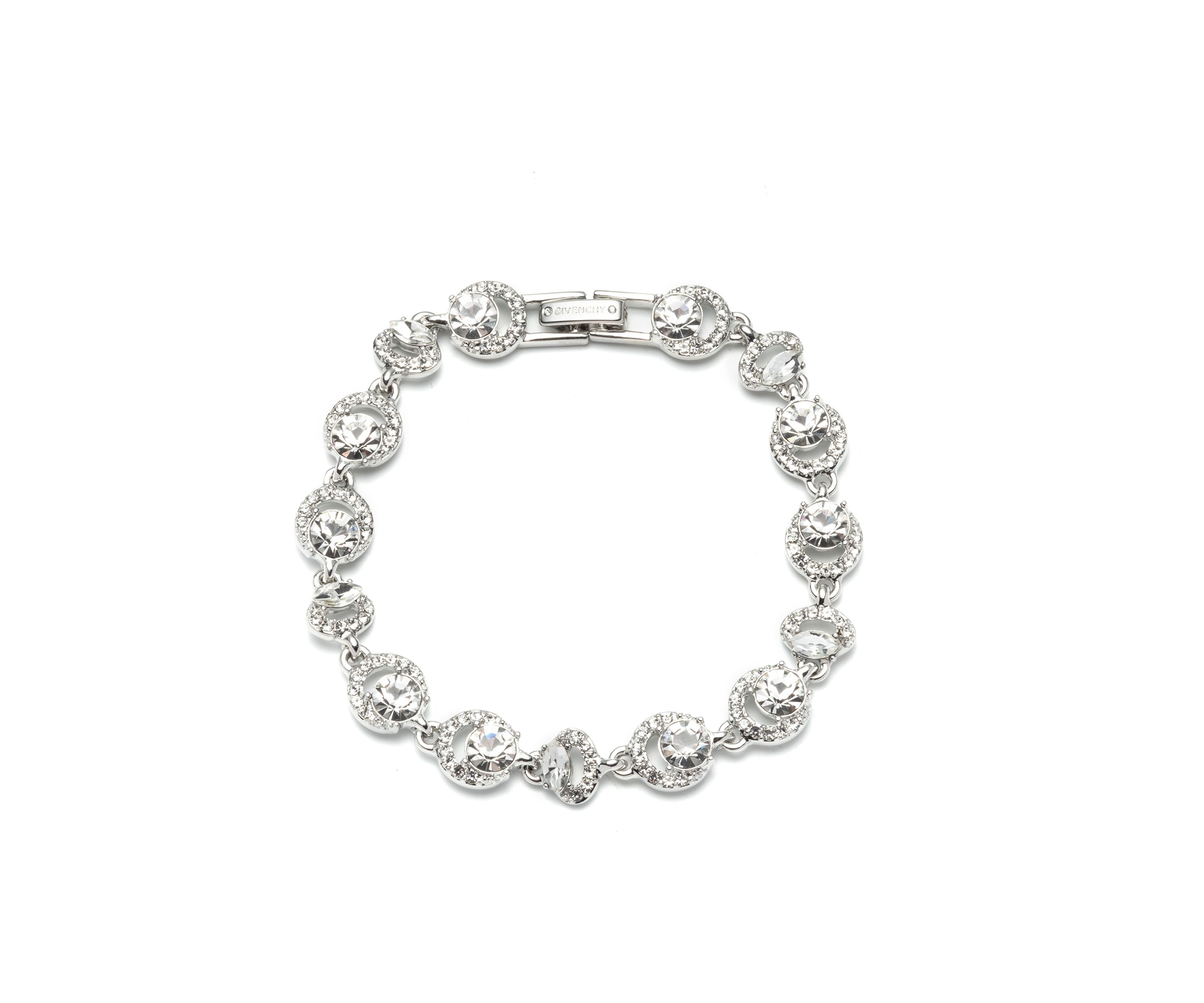 Silver Tone Round Crystal Flex Bracelet