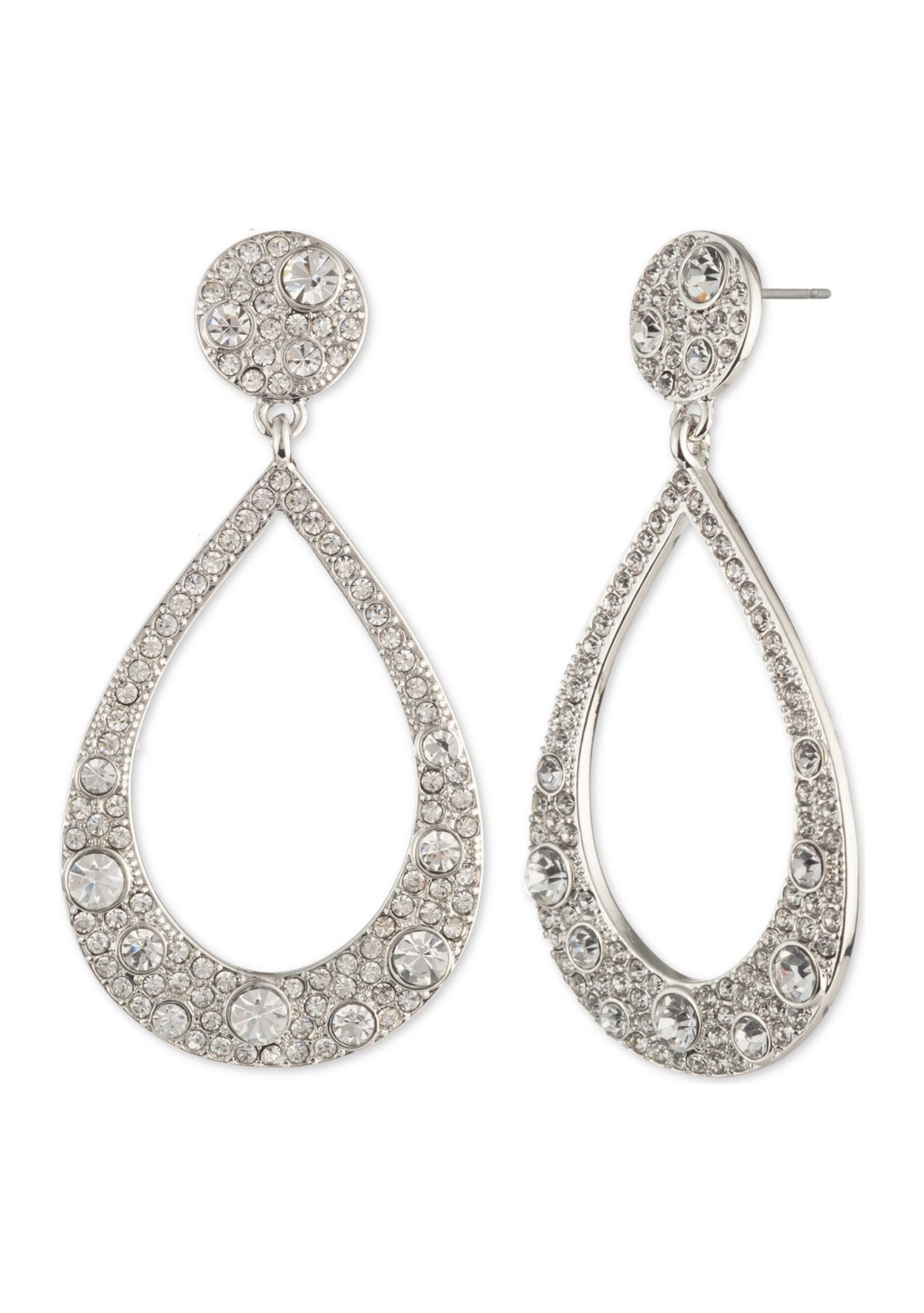 Silver Tone Crystal Scatter Pavé Orbital Drop Earrings