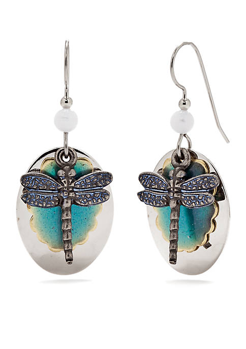 Dragonfly Layered Drop Earrings