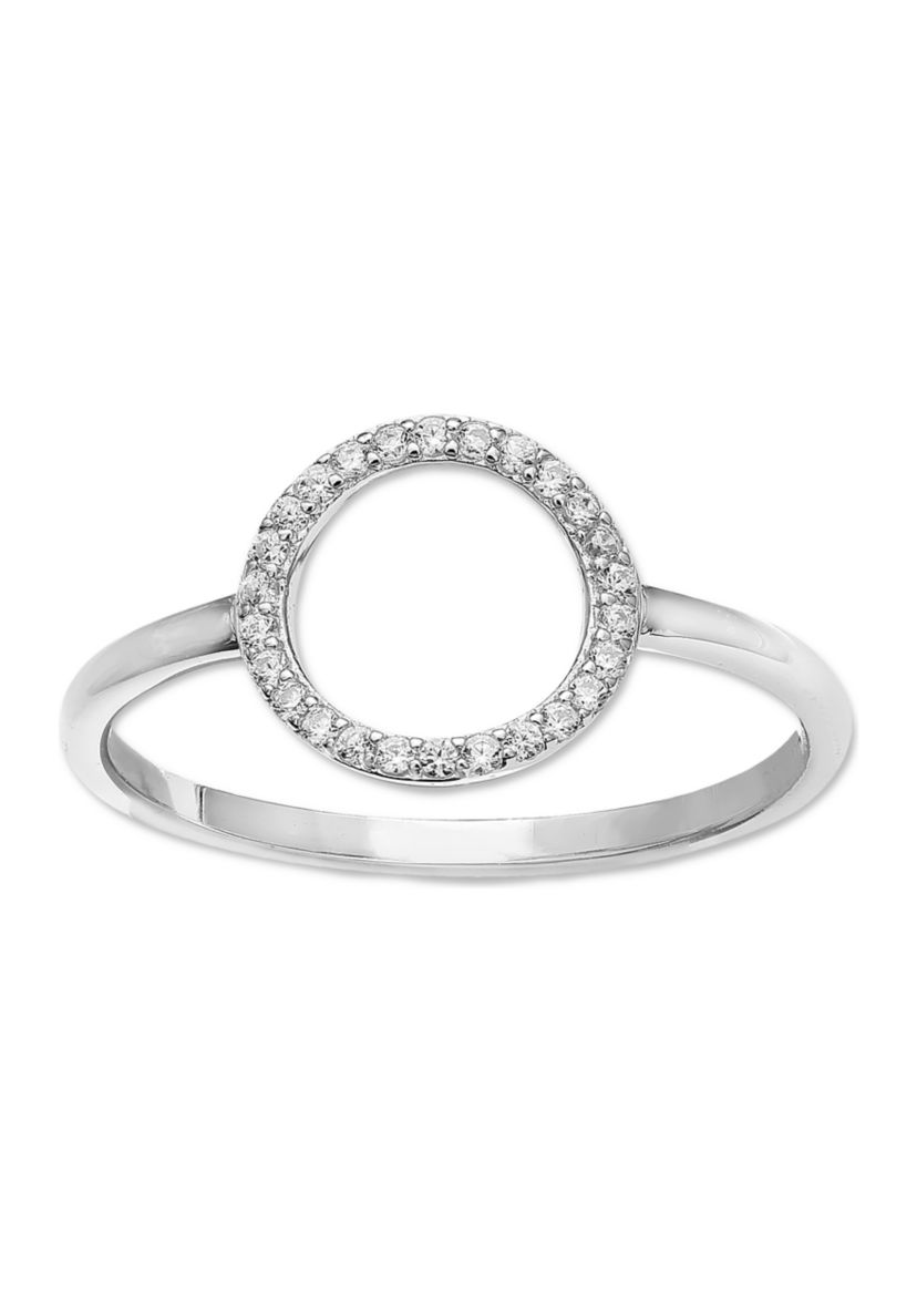 Cubic Zirconia Open Circle Ring in Sterling Silver
