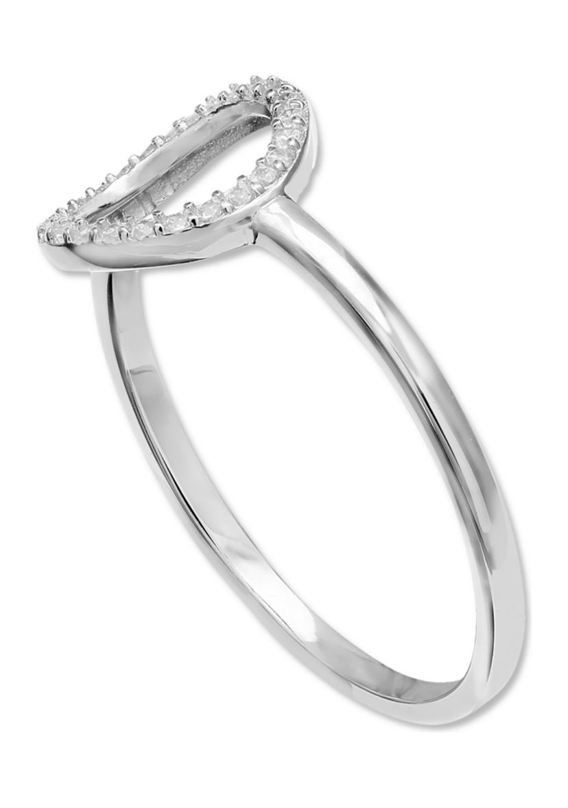 Cubic Zirconia Open Circle Ring in Sterling Silver