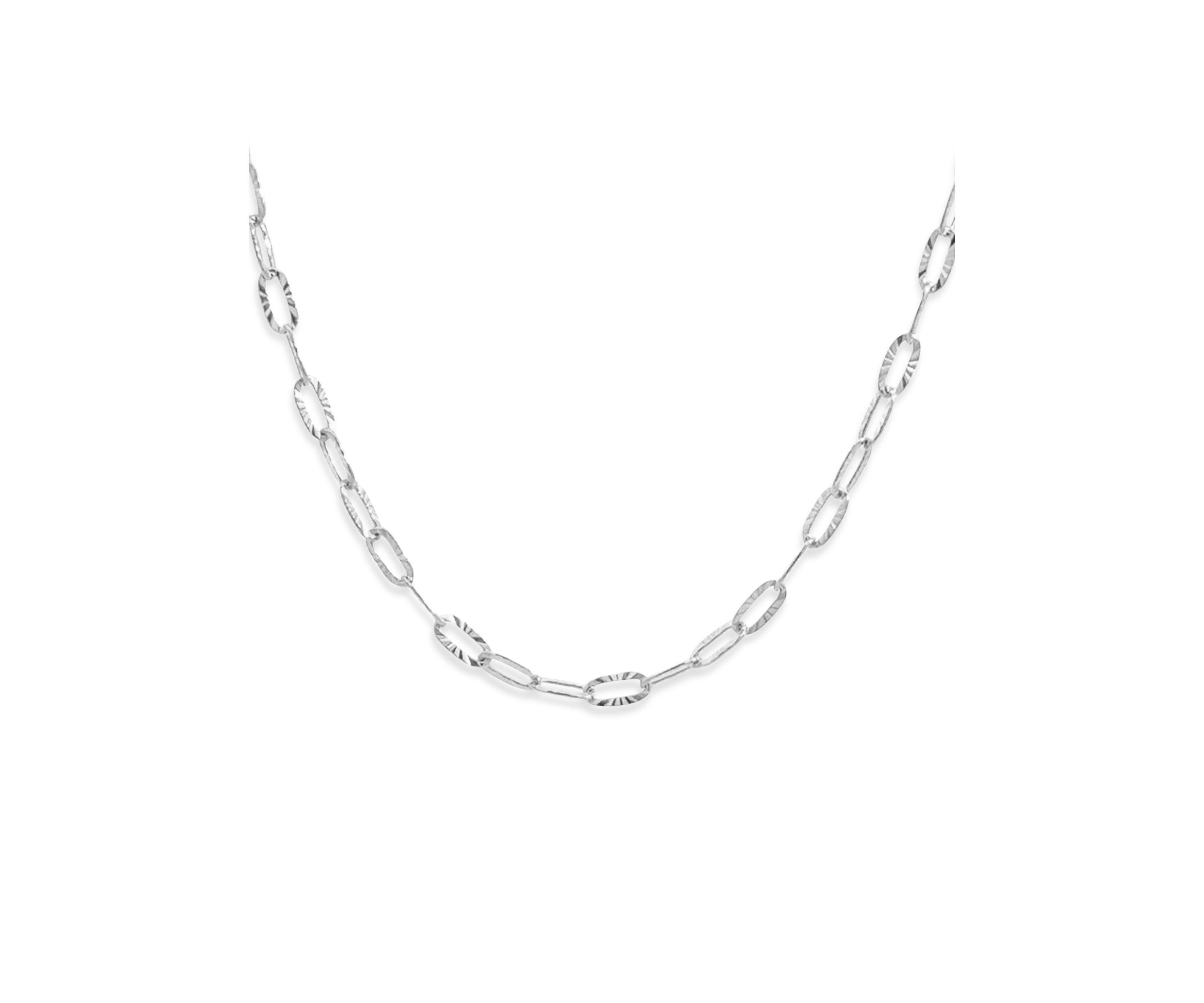 Sterling Silver Diamond Cut Oval Link Chain Necklace