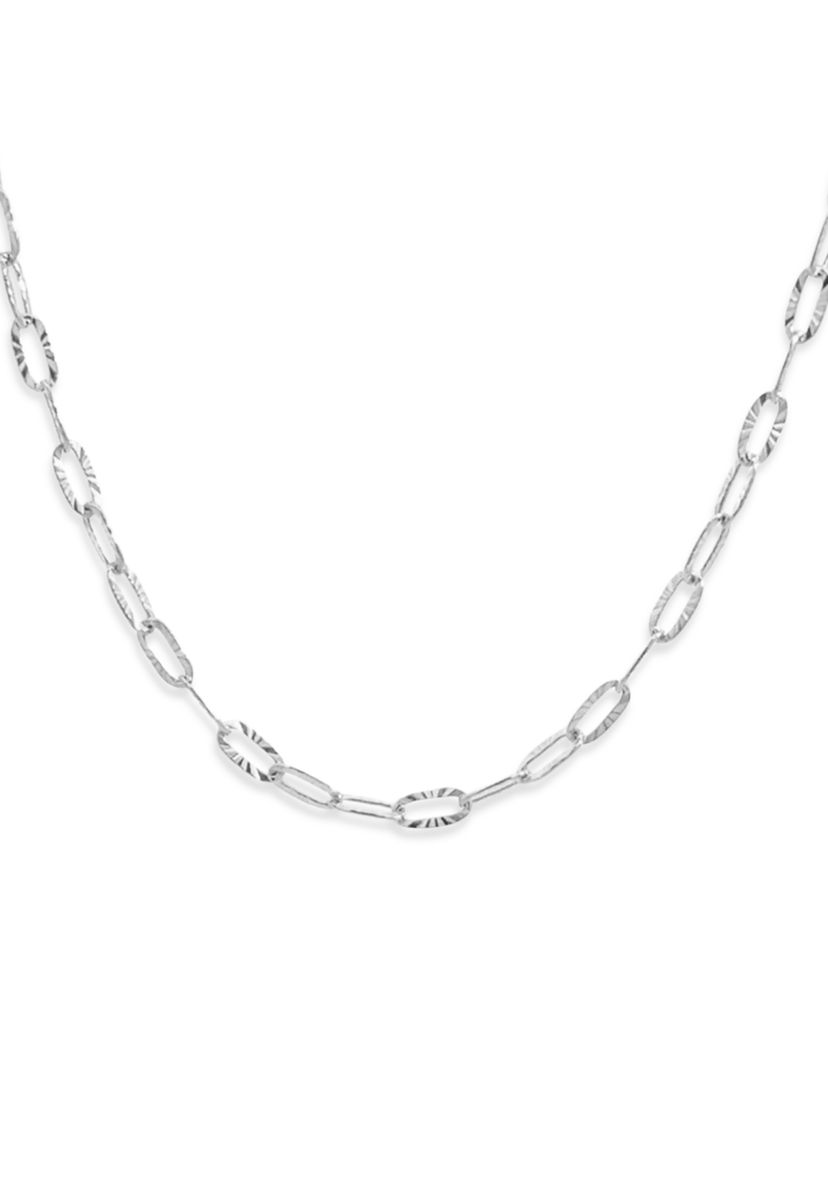Sterling Silver Diamond Cut Oval Link Chain Necklace