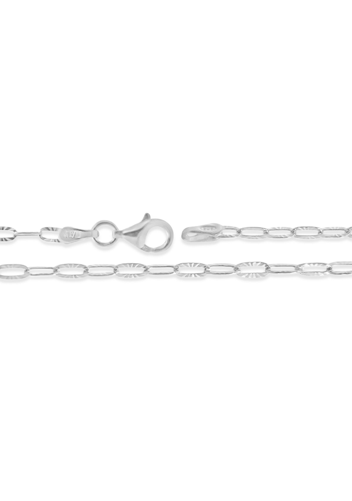 Sterling Silver Diamond Cut Oval Link Chain Necklace