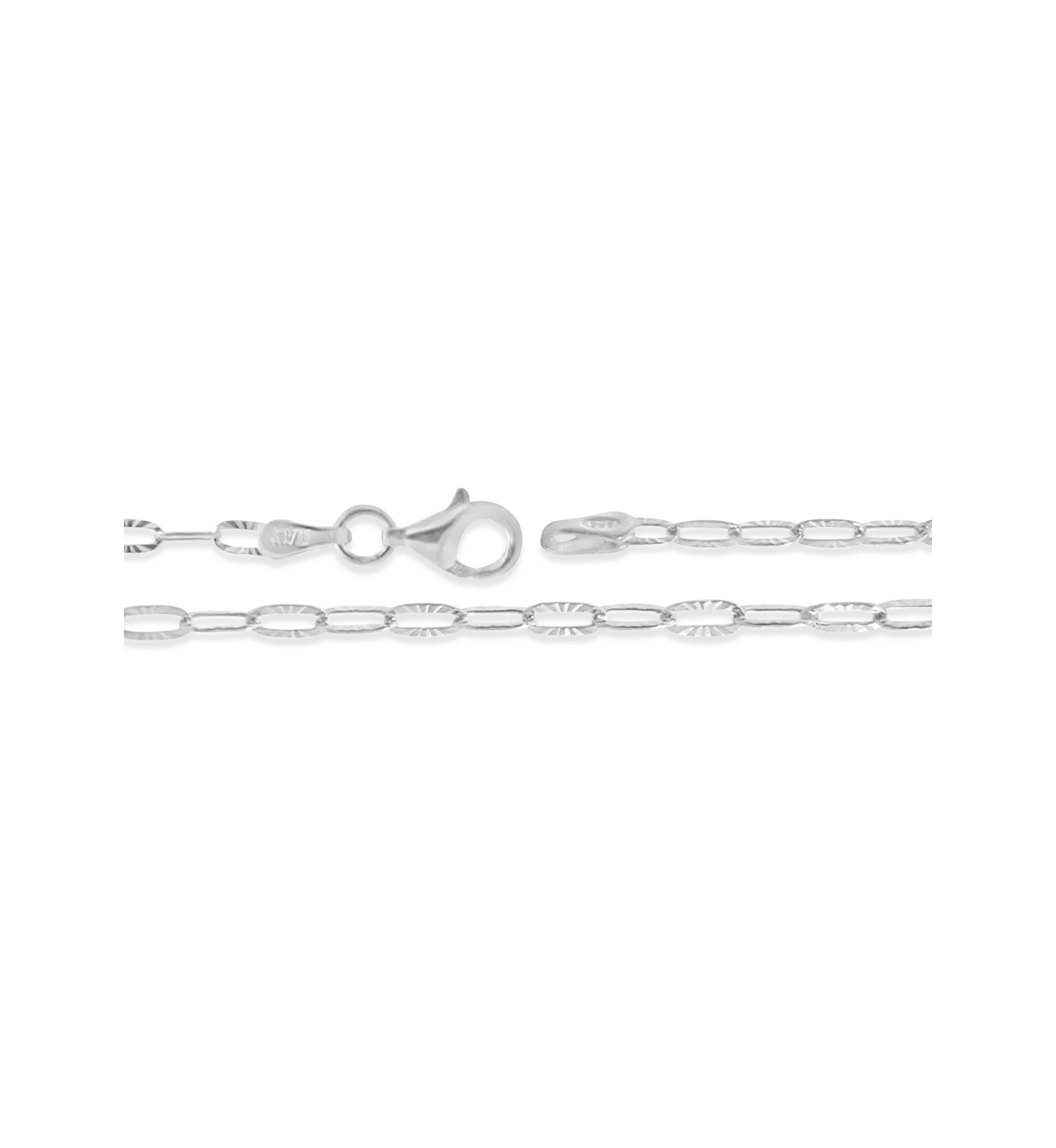 Sterling Silver Diamond Cut Oval Link Chain Necklace