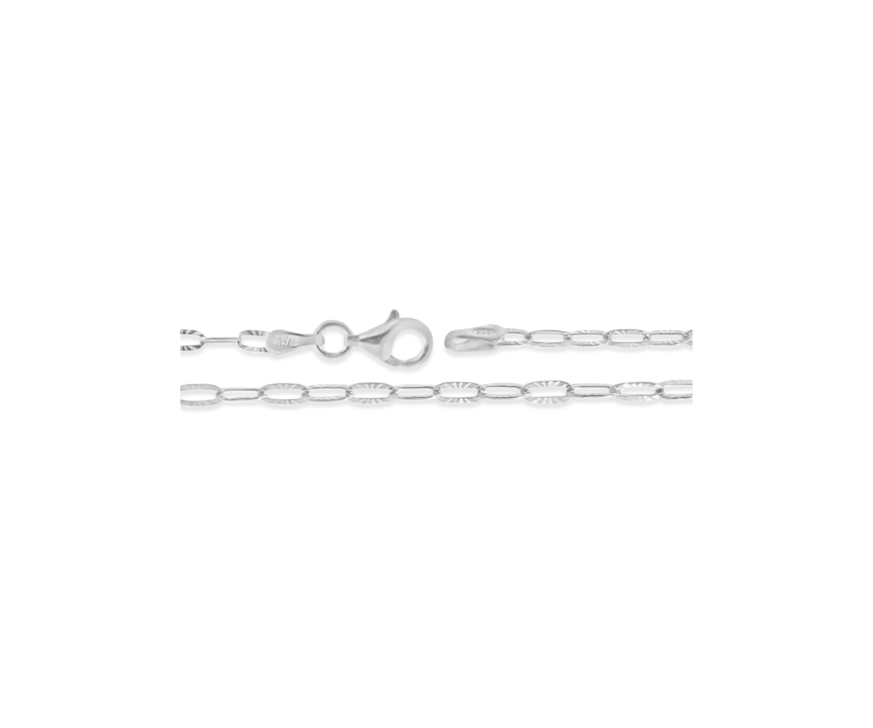 Sterling Silver Diamond Cut Oval Link Chain Necklace