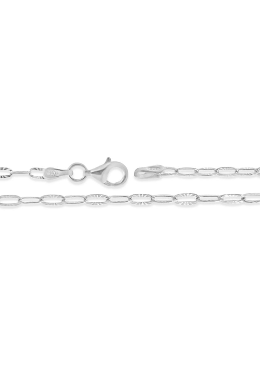 Sterling Silver Diamond Cut Oval Link Chain Necklace