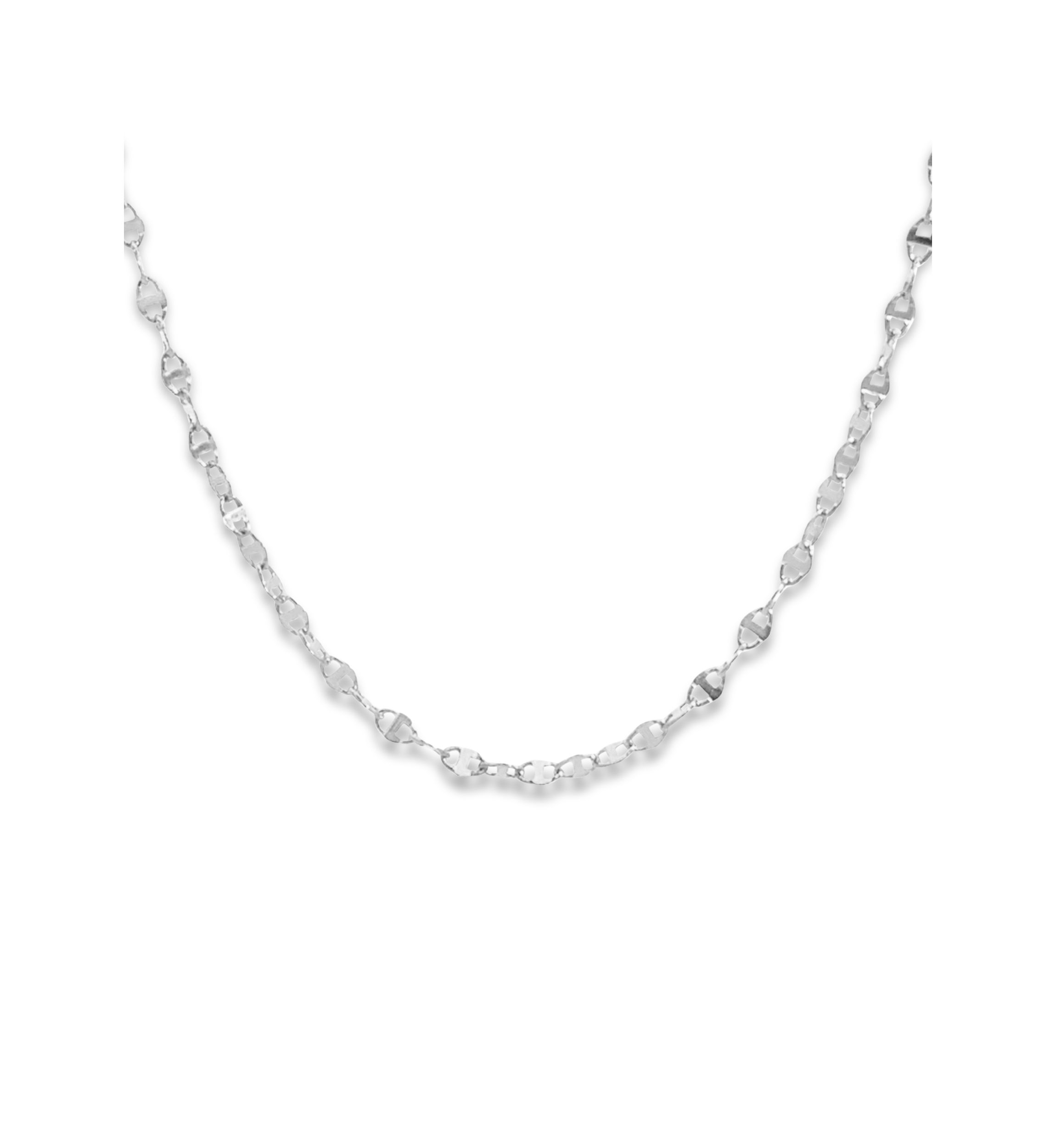 Sterling Silver Polished Flat Valentino Link Chain Necklace