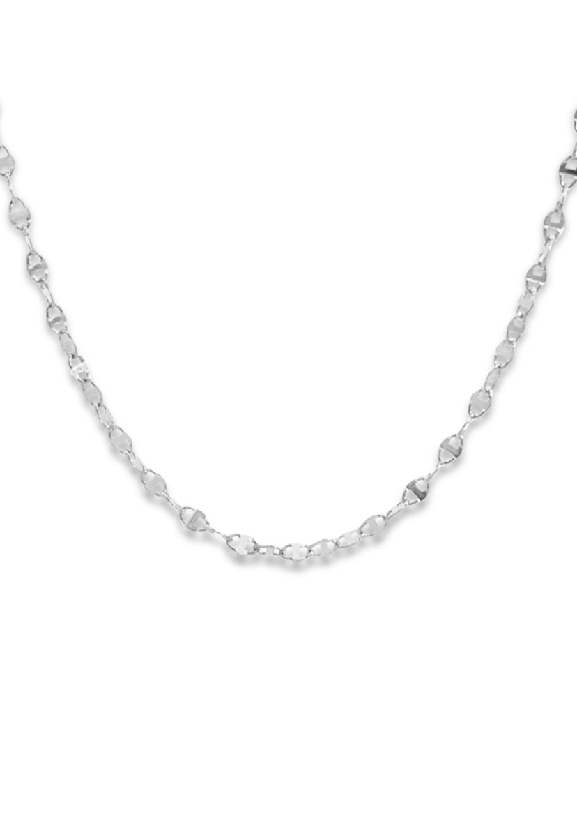 Sterling Silver Polished Flat Valentino Link Chain Necklace