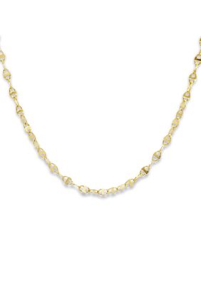 Belk Sterling Silver Sterling Silver Polished Flat Valentino Link Chain Necklace