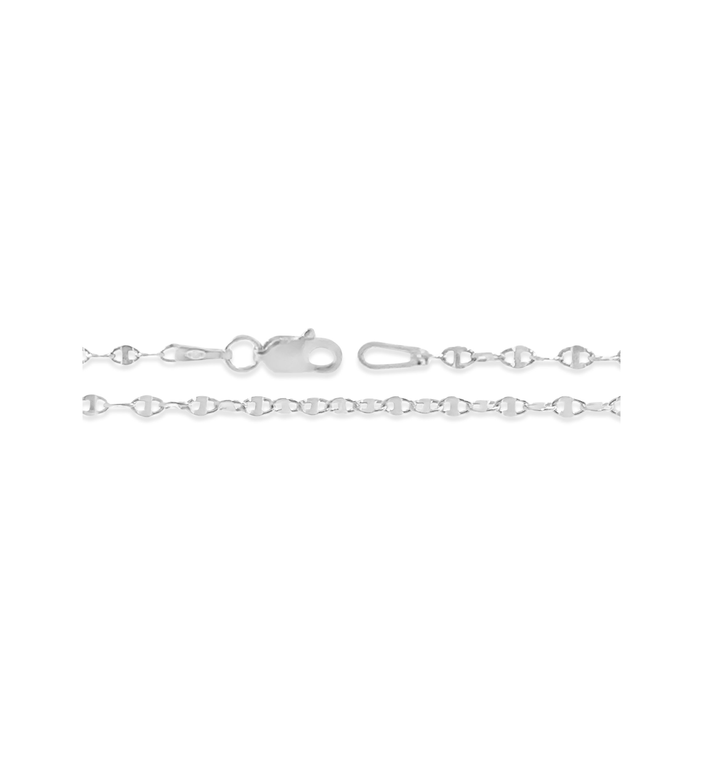 Sterling Silver Polished Flat Valentino Link Chain Necklace