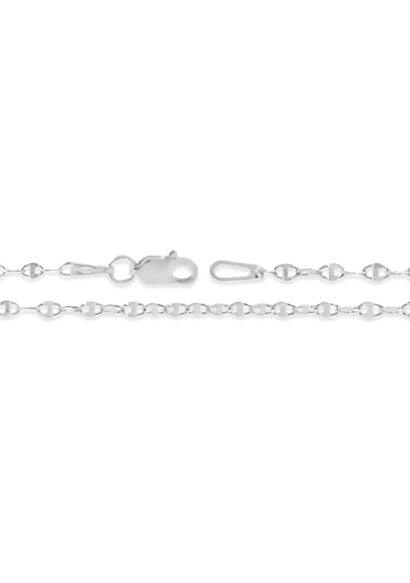Sterling Silver Polished Flat Valentino Link Chain Necklace