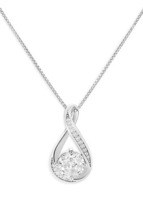 Belk Sterling Silver Sterling Silver Cubic Zirconia Infinity Pendant Necklace