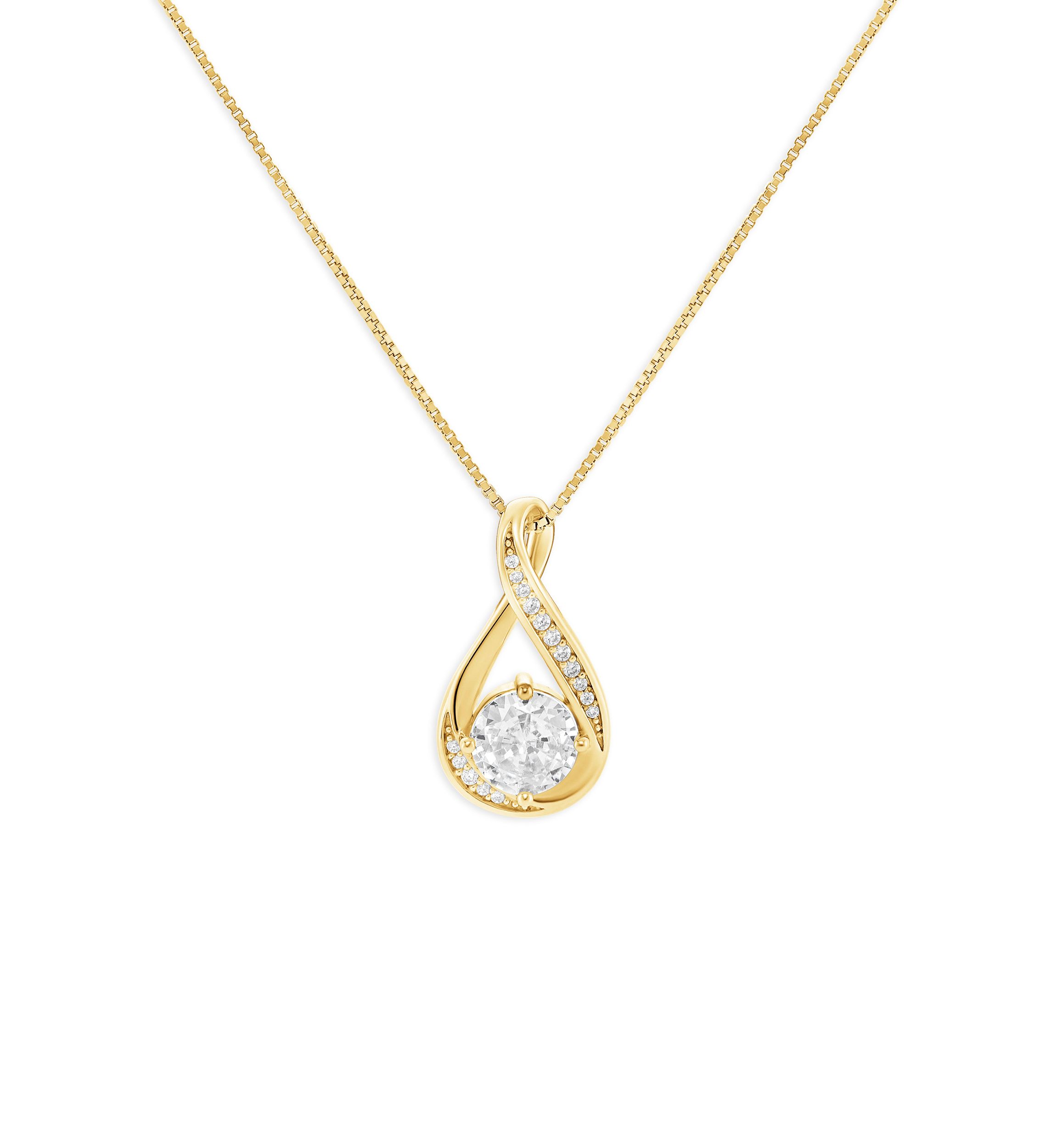 Sterling Silver Cubic Zirconia Infinity Pendant Necklace