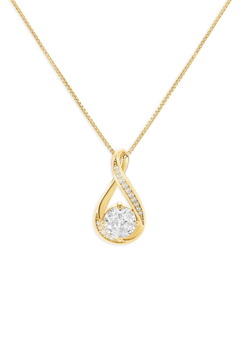 Sterling Silver Cubic Zirconia Infinity Pendant Necklace