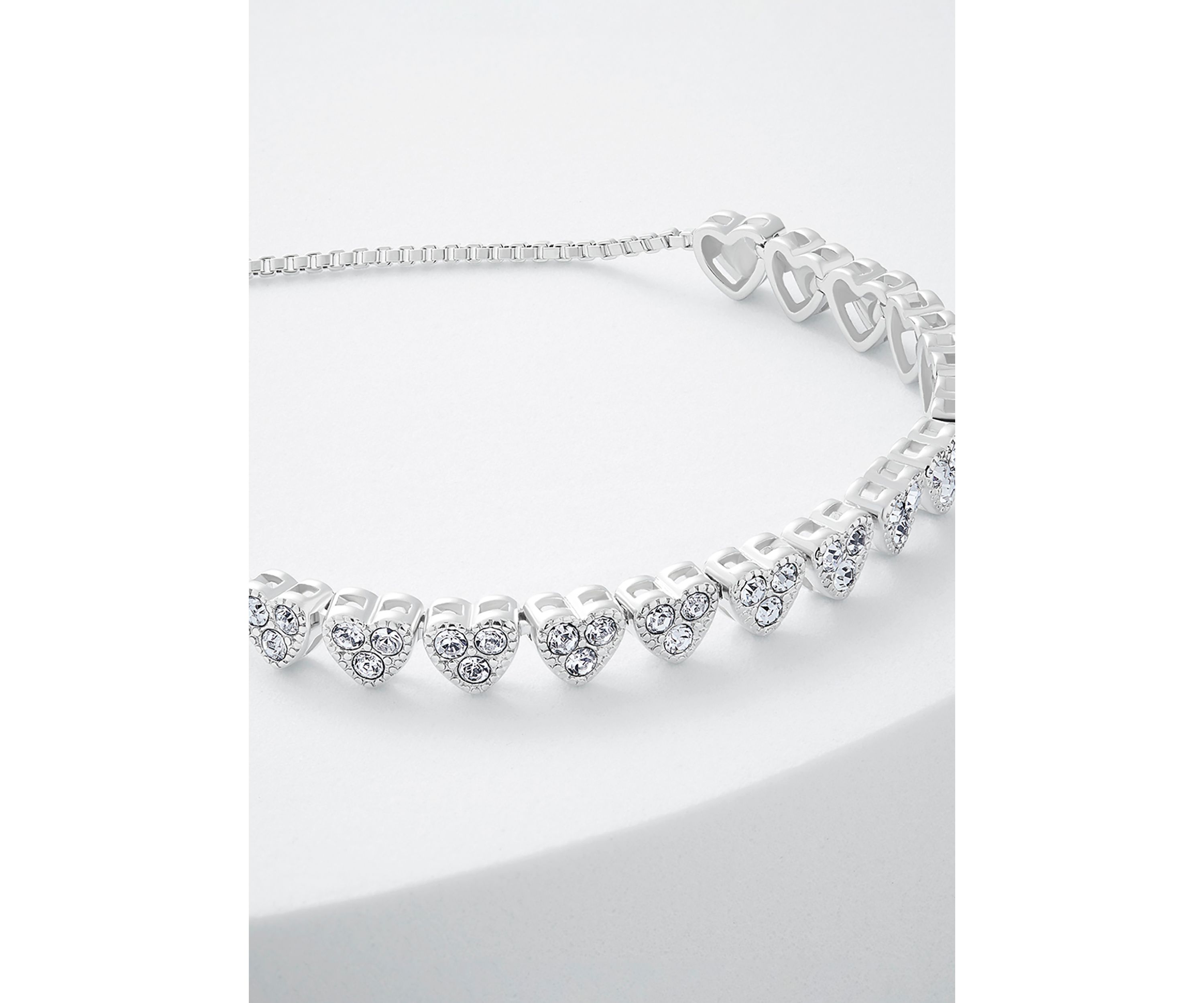Clear Crystal Pavé Hearts Adjustable Bracelet