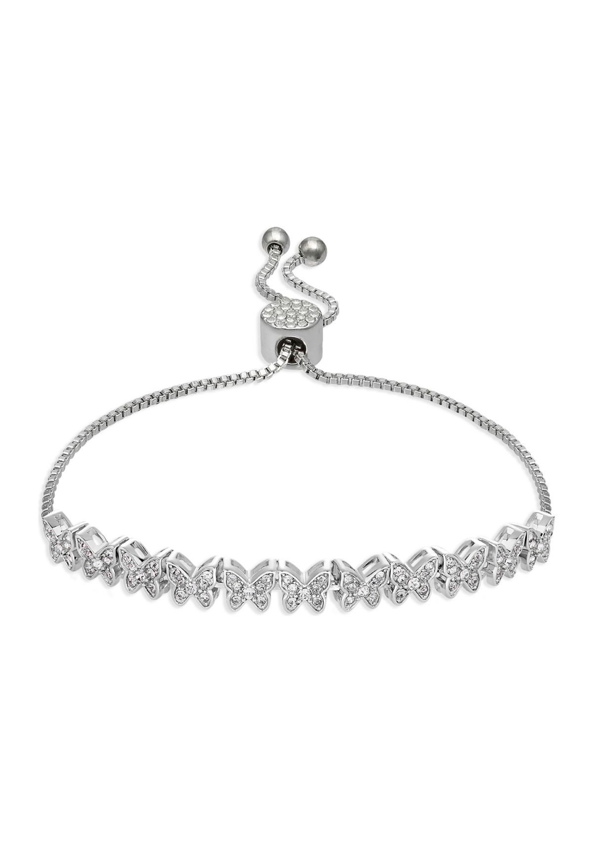 Clear Crystal Pavé Butterflies Adjustable Bracelet
