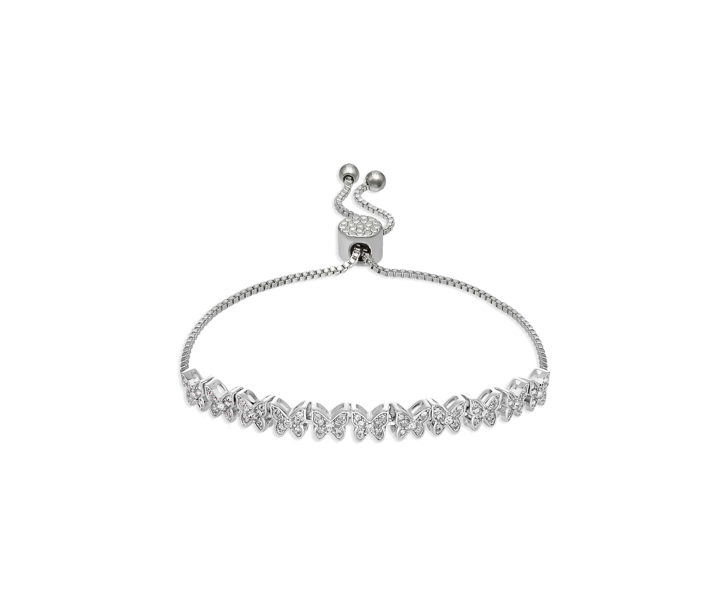 Clear Crystal Pavé Butterflies Adjustable Bracelet