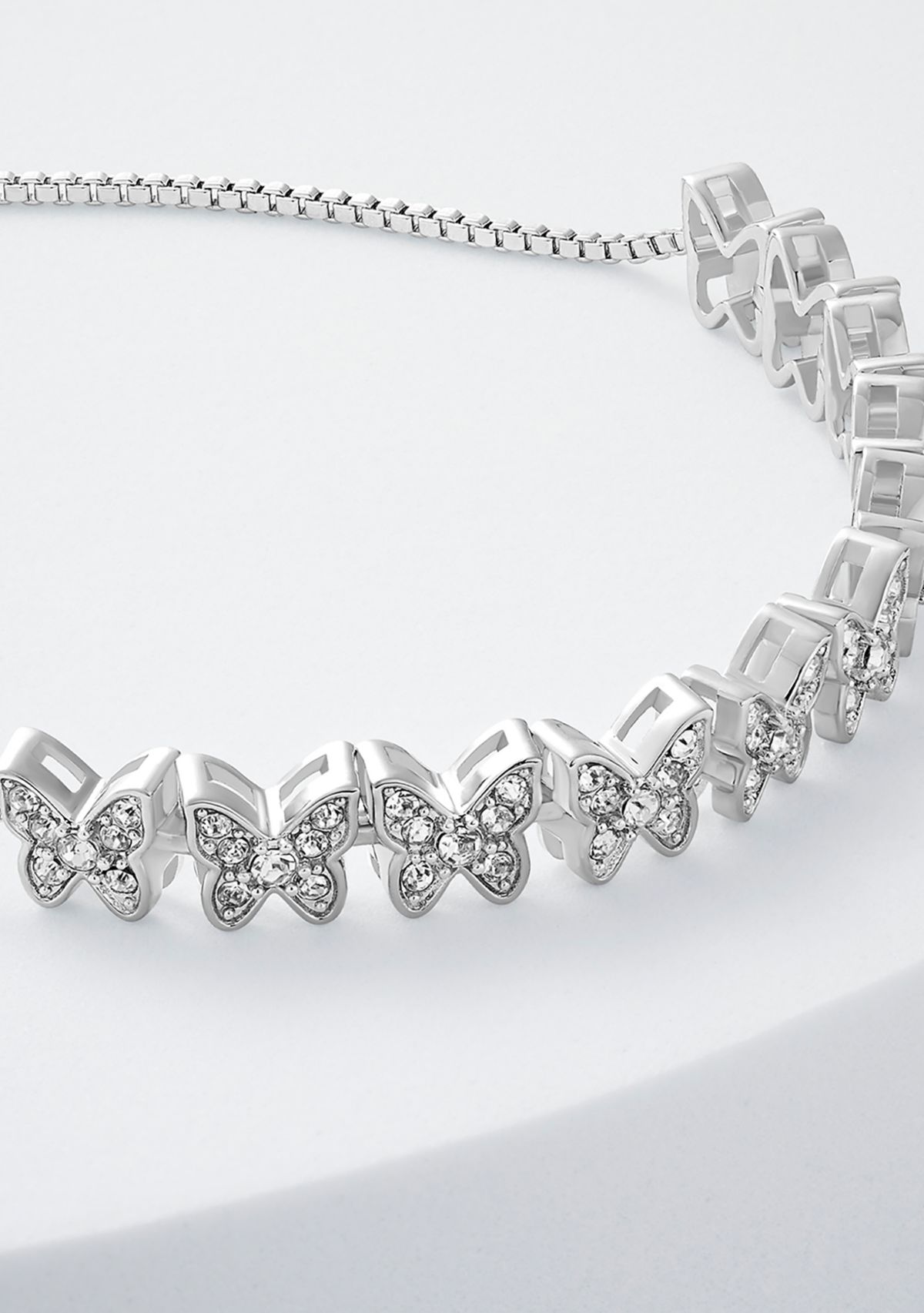 Clear Crystal Pavé Butterflies Adjustable Bracelet