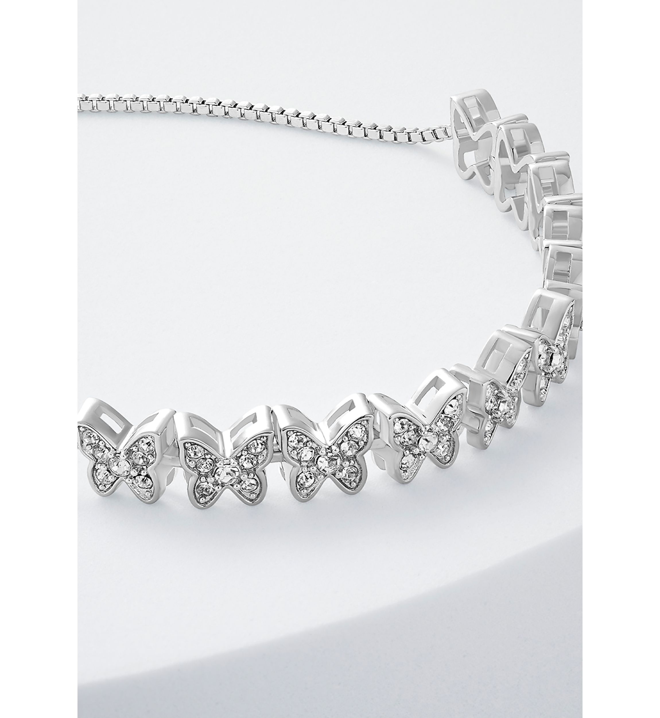 Clear Crystal Pavé Butterflies Adjustable Bracelet