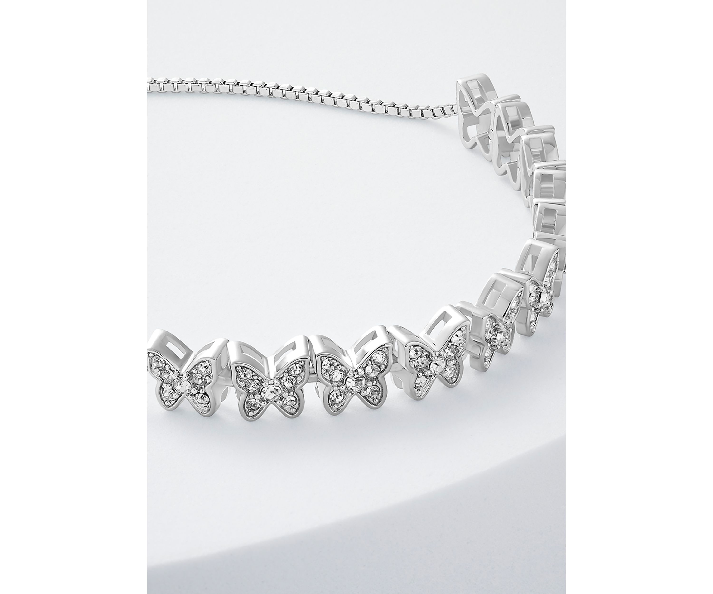 Clear Crystal Pavé Butterflies Adjustable Bracelet