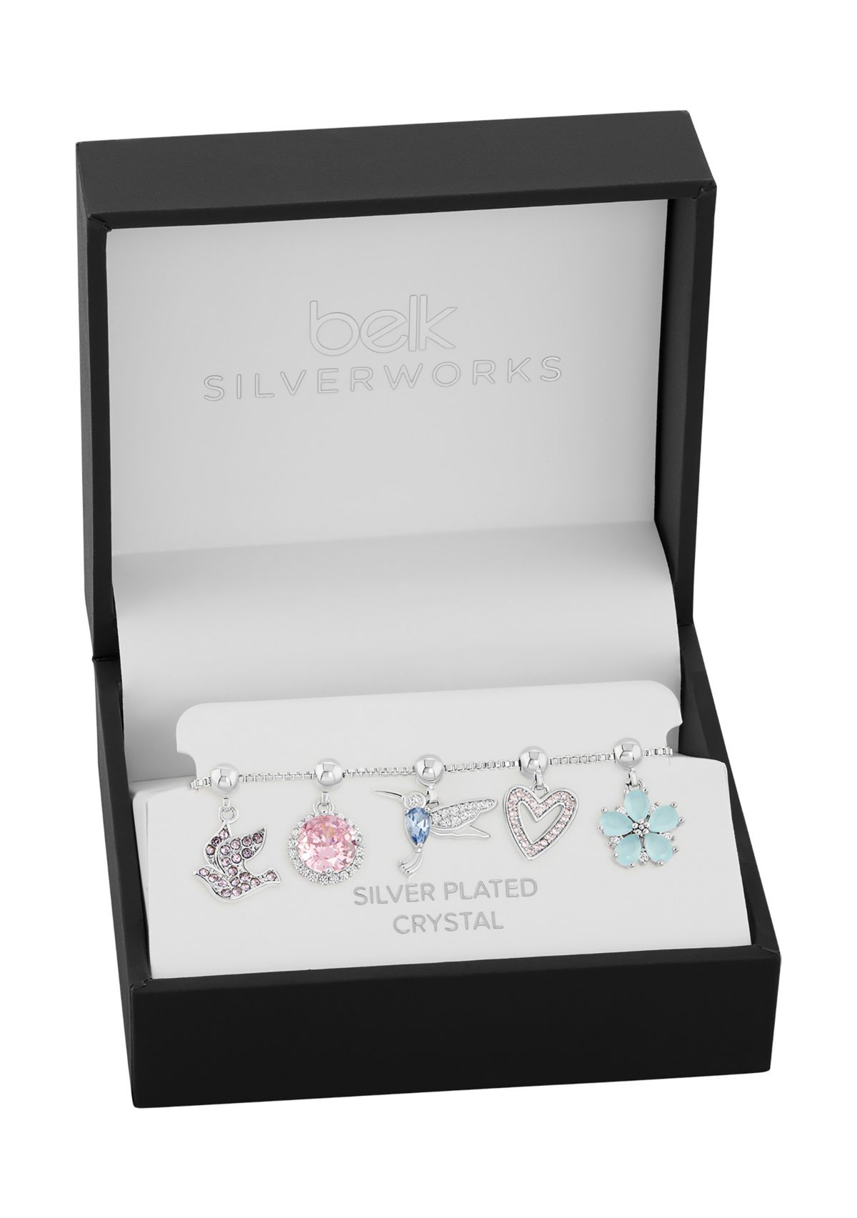 Silver Plated Multi Color Sliding Charms Adjustable Bracelet