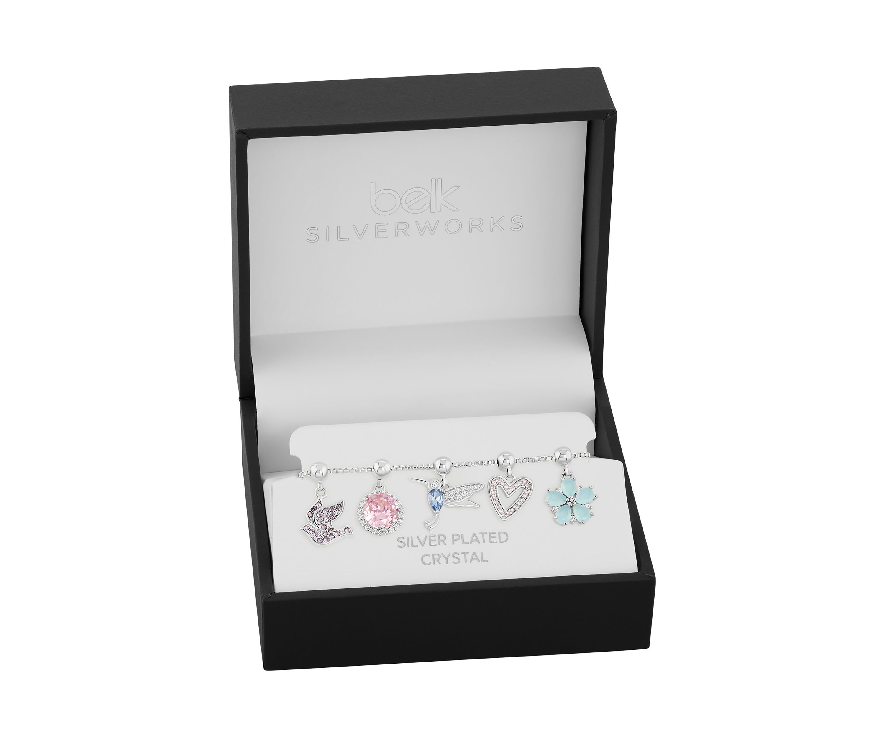 Silver Plated Multi Color Sliding Charms Adjustable Bracelet