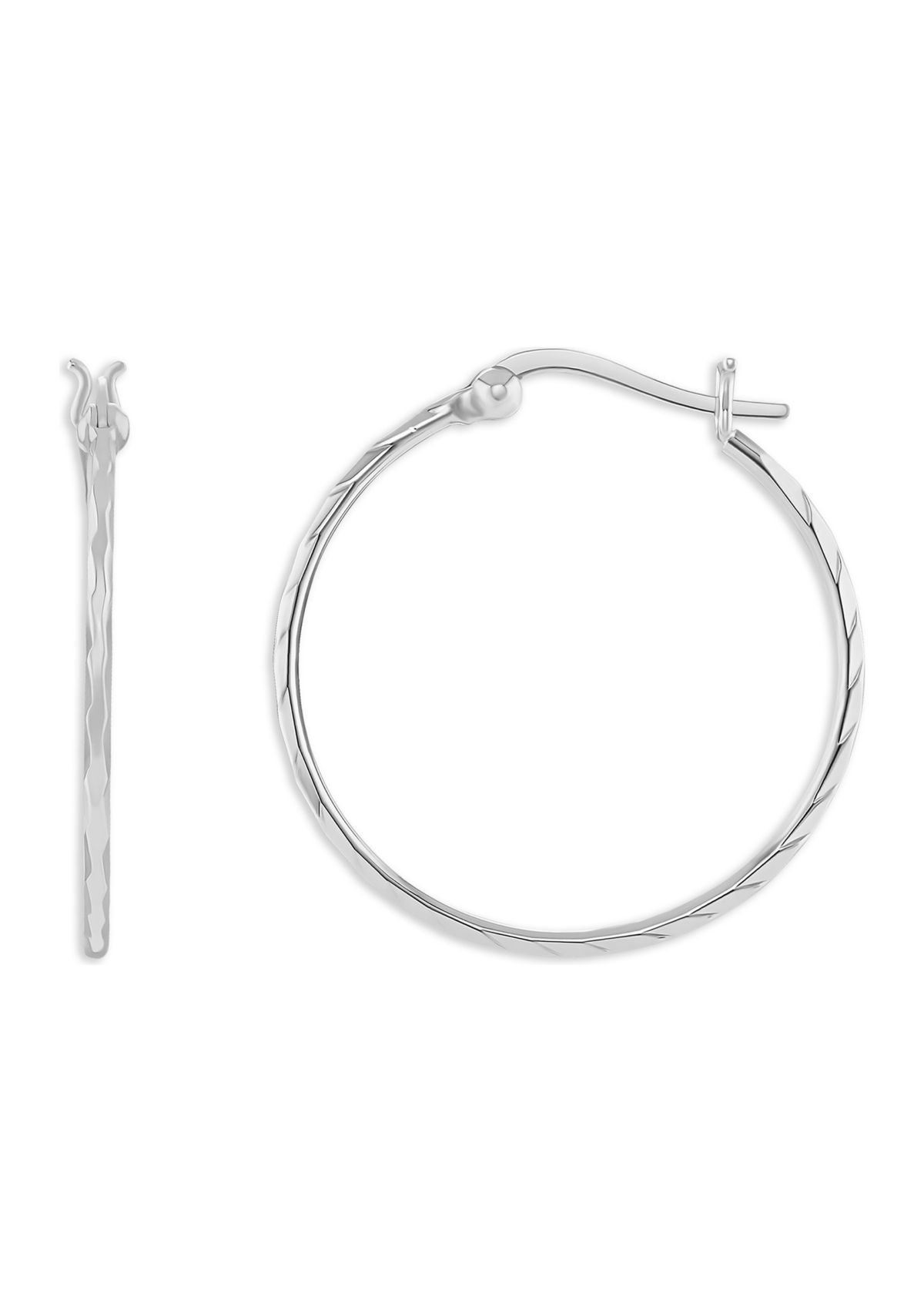 Sterling Silver Diamond Cut 30 Millimeter Hoop Earrings