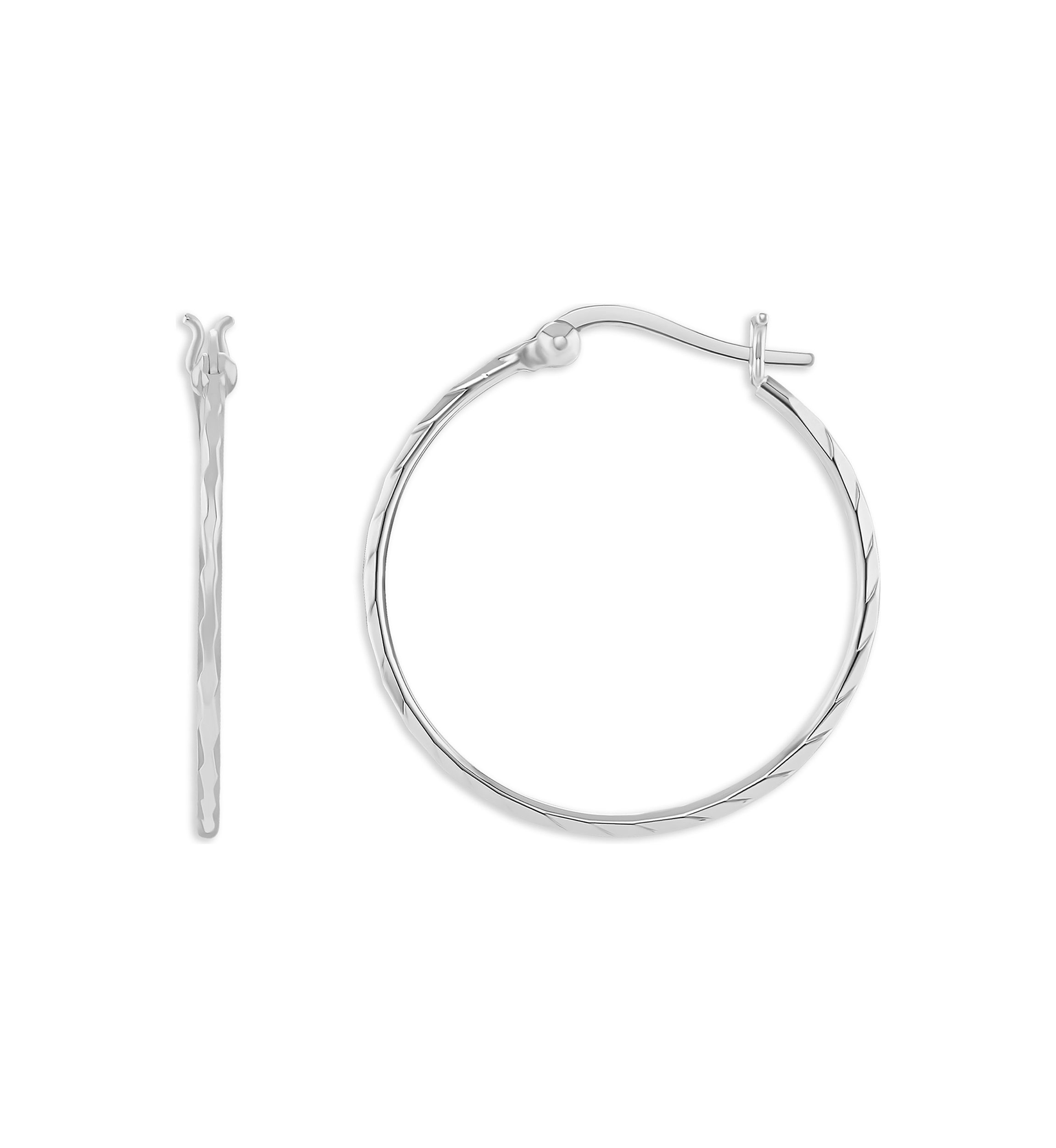 Sterling Silver Diamond Cut 30 Millimeter Hoop Earrings