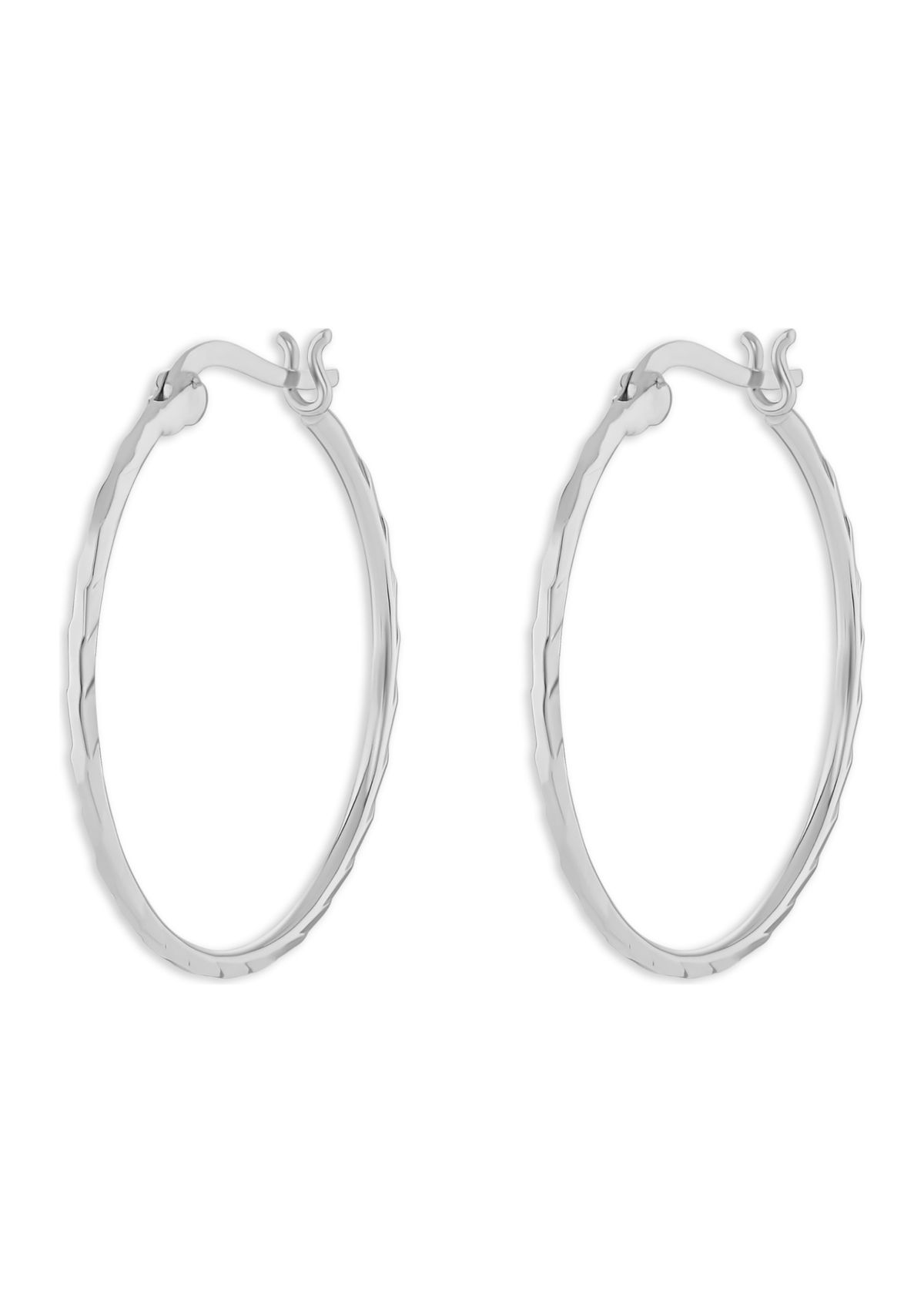 Sterling Silver Diamond Cut 30 Millimeter Hoop Earrings