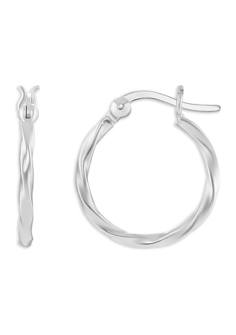 Sterling Silver Twisted Polished Hoop Earrings