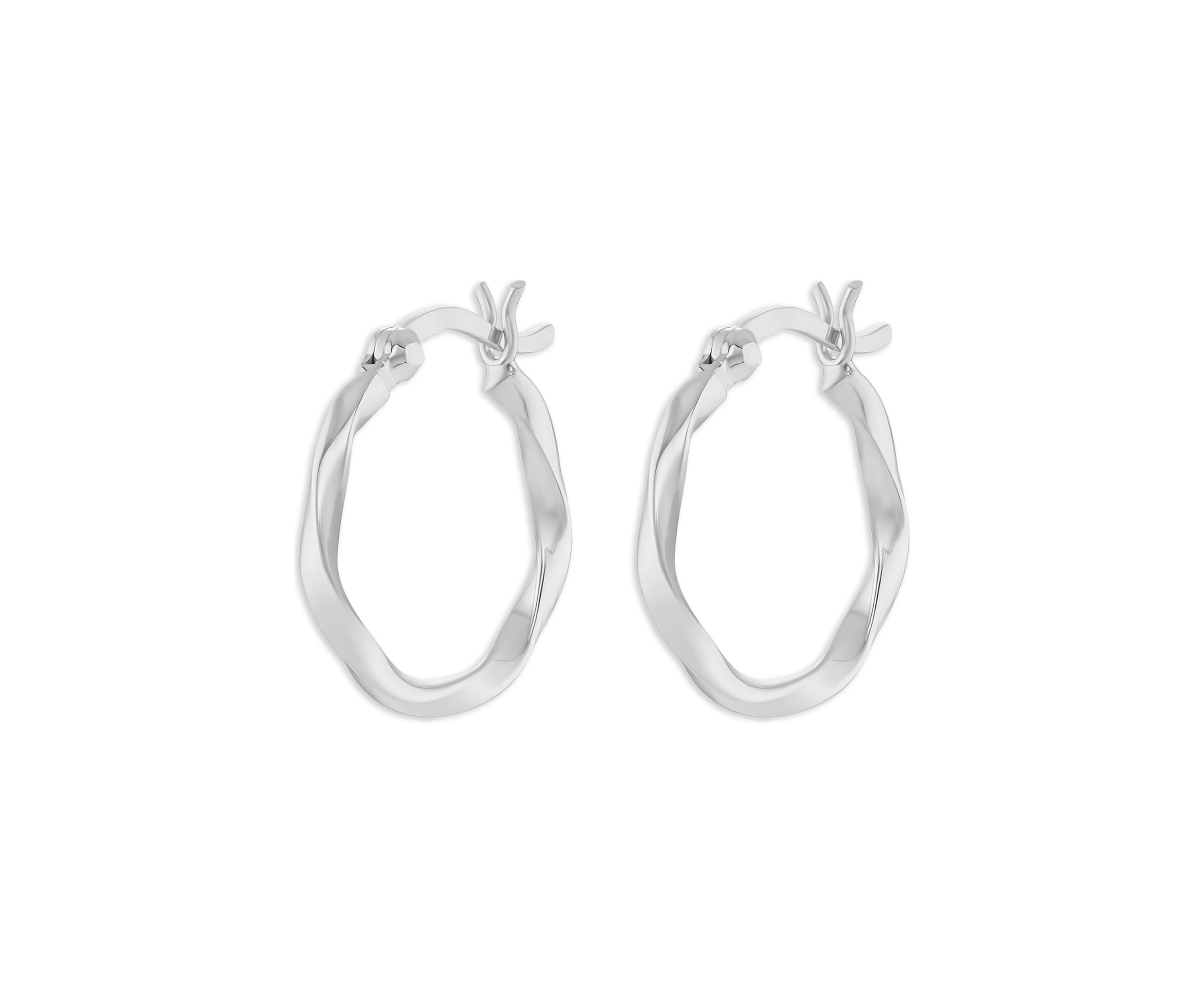 Sterling Silver Twisted Polished Hoop Earrings