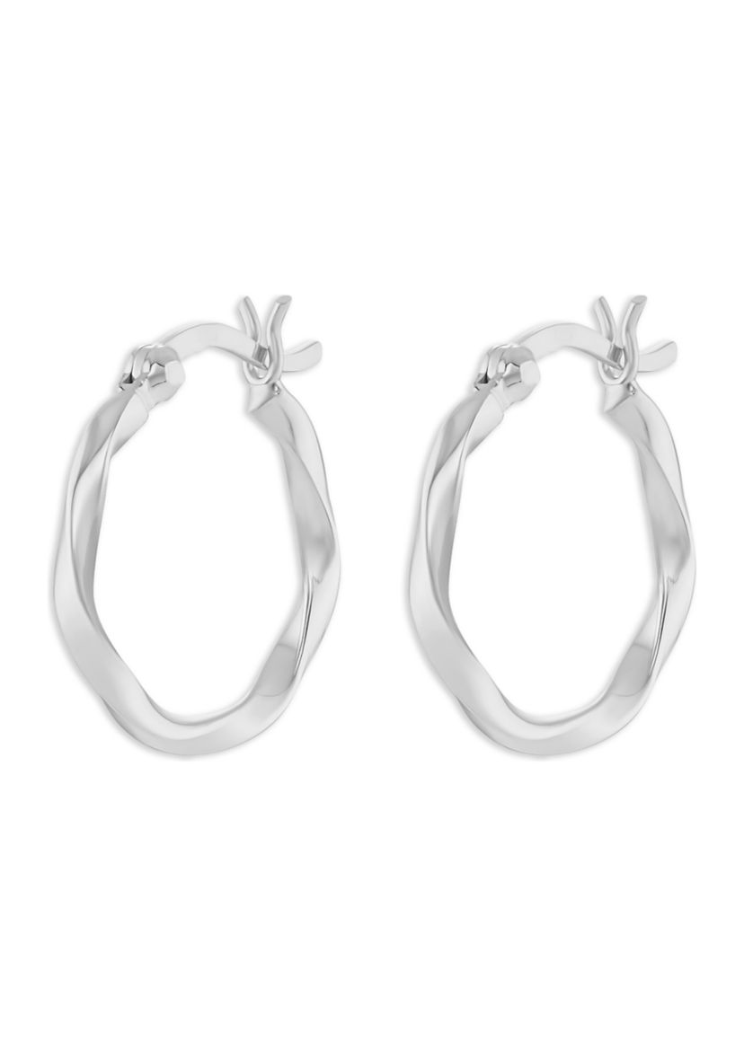 Sterling Silver Twisted Polished Hoop Earrings