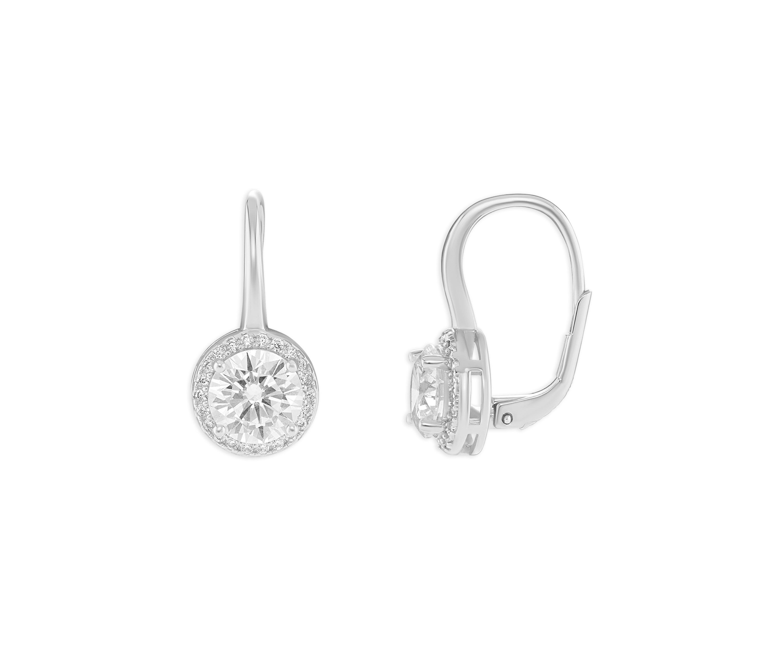 Sterling Silver Round Cubic Zirconia Drop Earrings