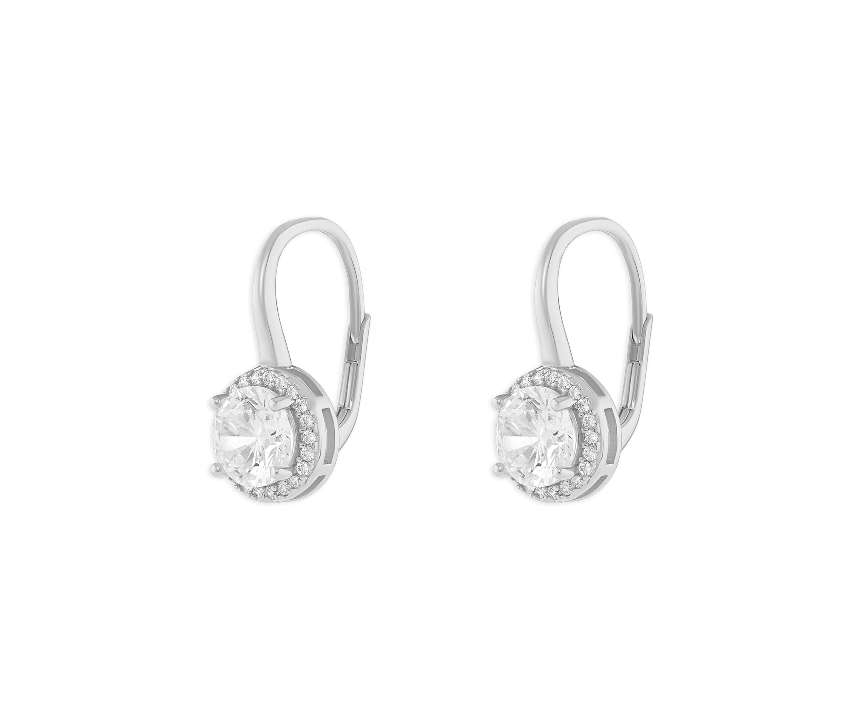 Sterling Silver Round Cubic Zirconia Drop Earrings