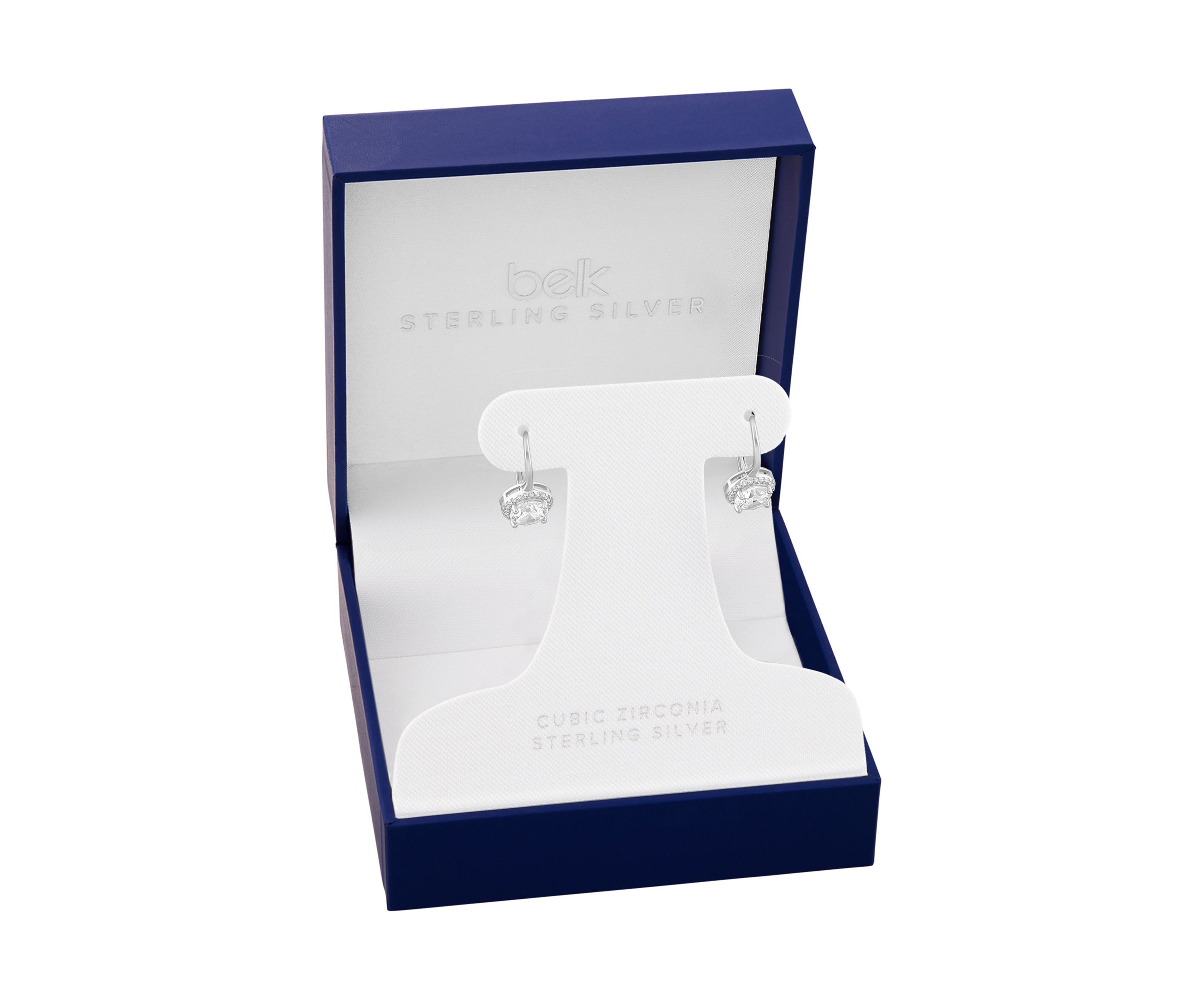Sterling Silver Round Cubic Zirconia Drop Earrings
