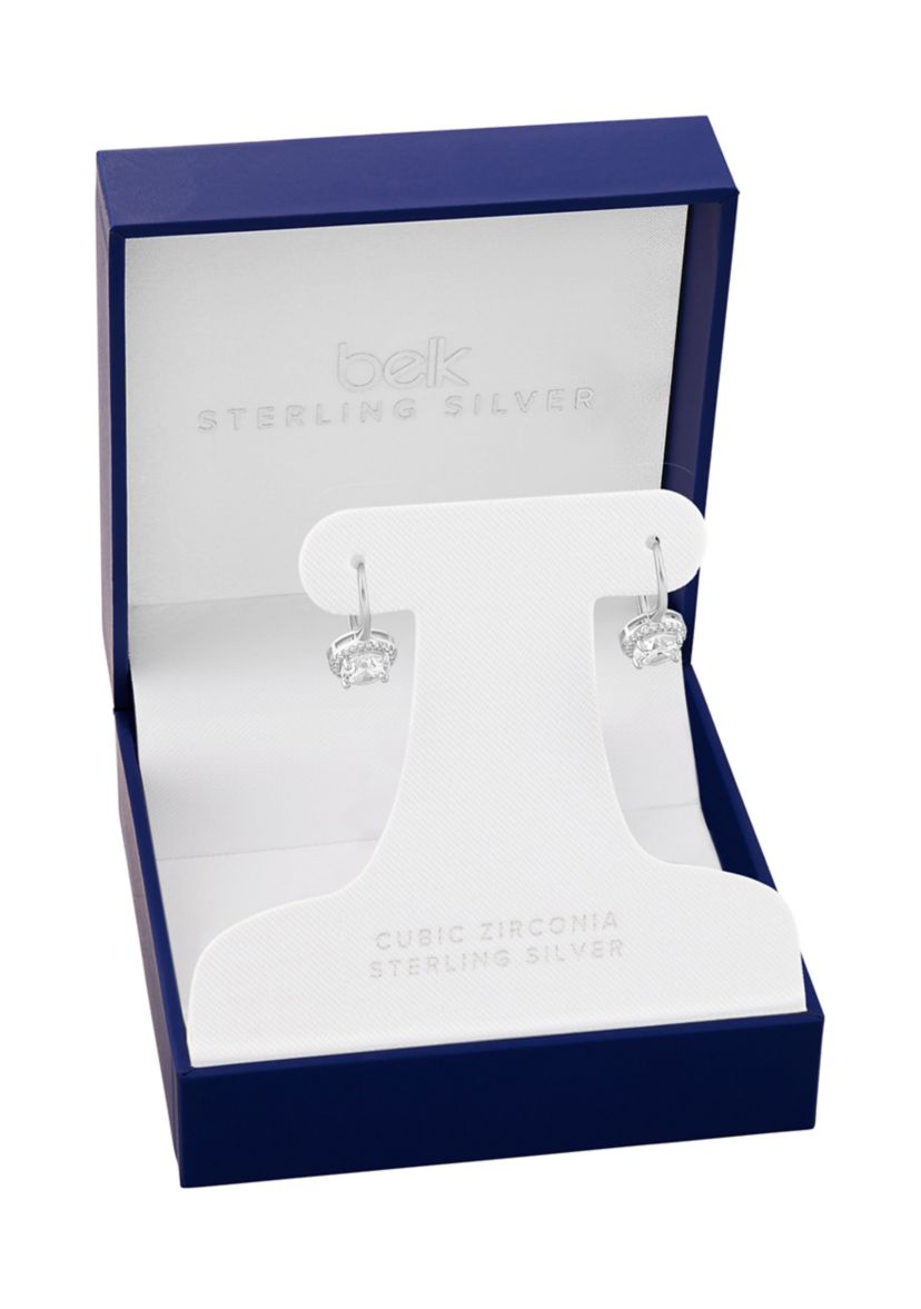 Sterling Silver Round Cubic Zirconia Drop Earrings
