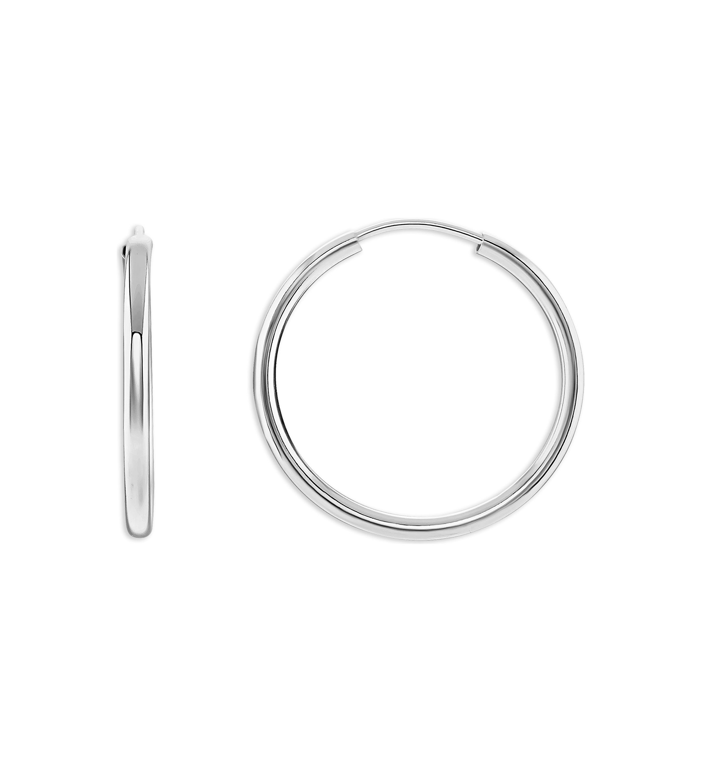 Sterling Silver Polished 25 Millimeter Endless Hoop Earrings