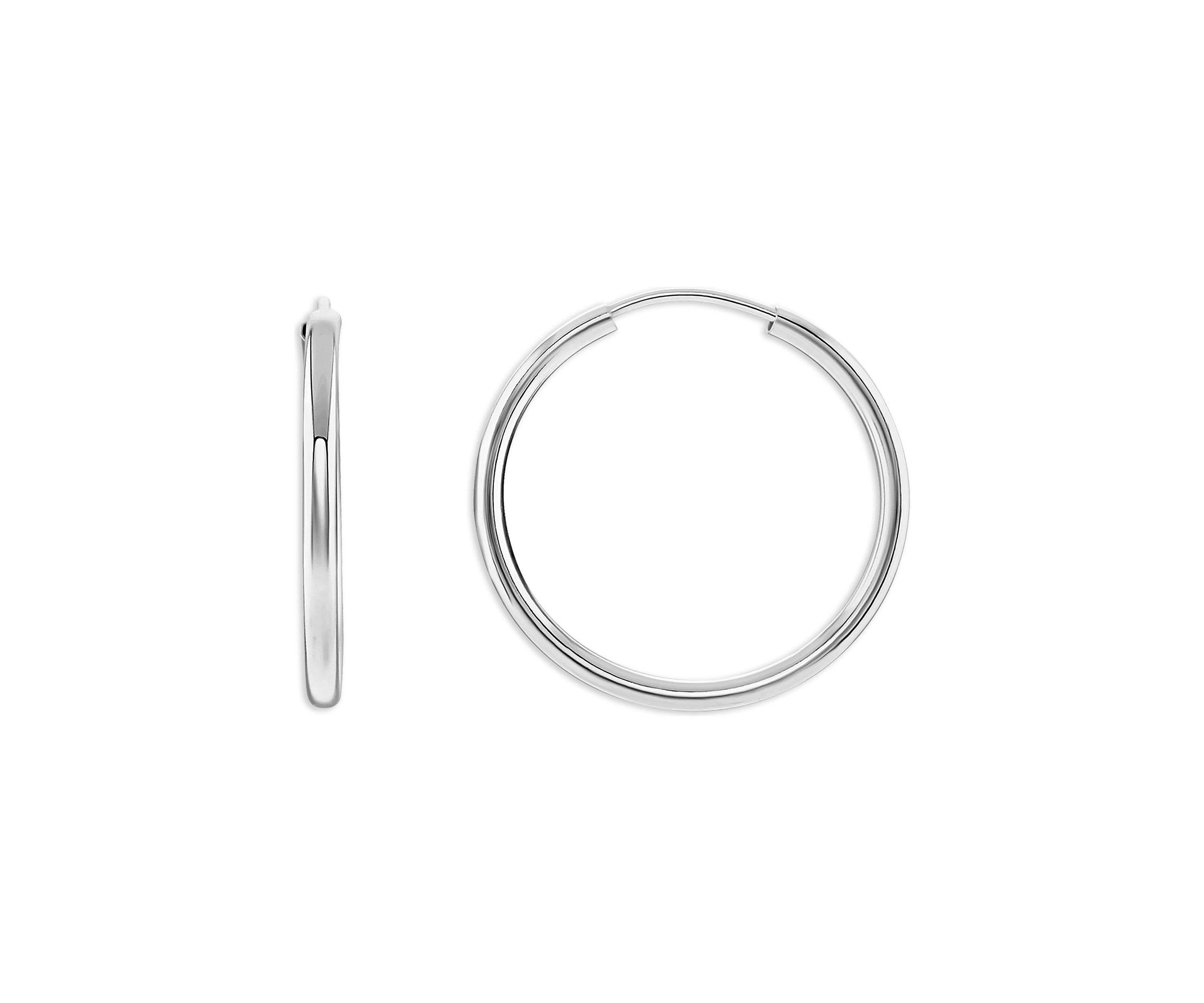 Sterling Silver Polished 25 Millimeter Endless Hoop Earrings