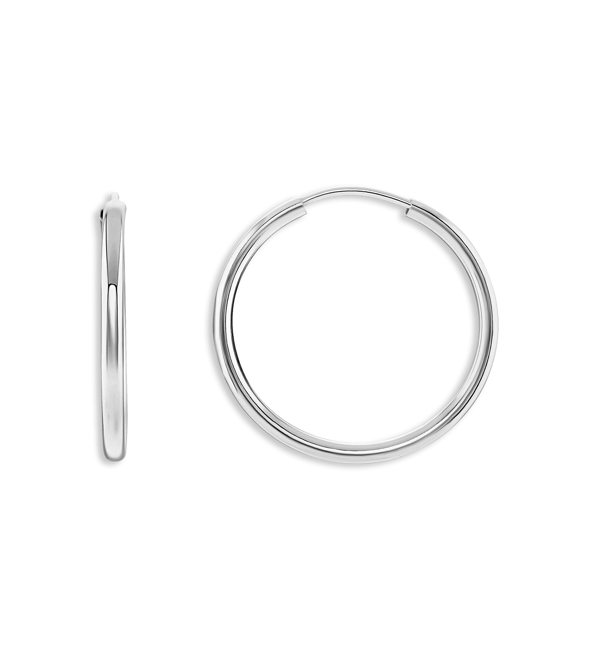 Sterling Silver 25 Millimeter Polished Endless Hoop Earrings