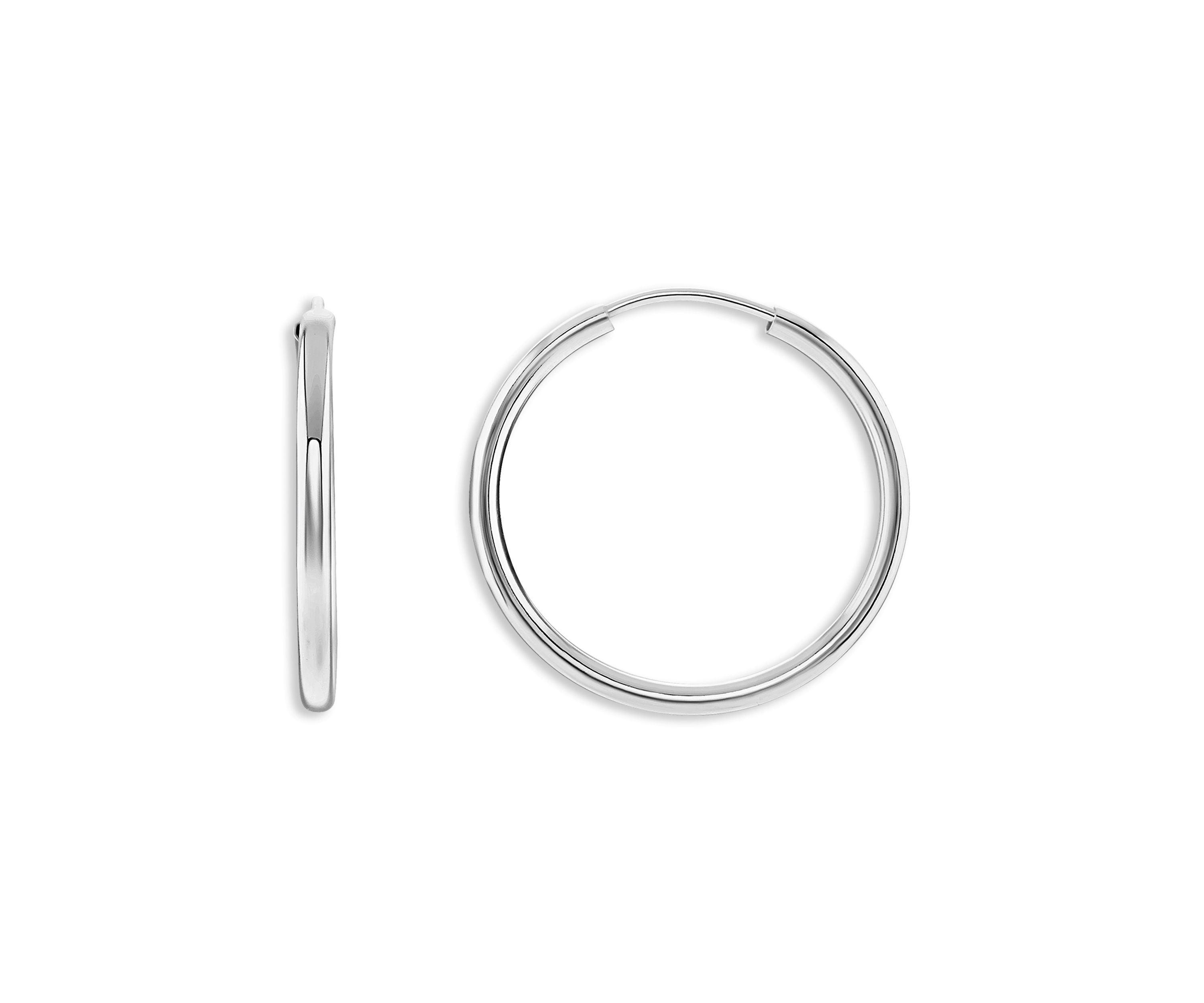 Sterling Silver 25 Millimeter Polished Endless Hoop Earrings