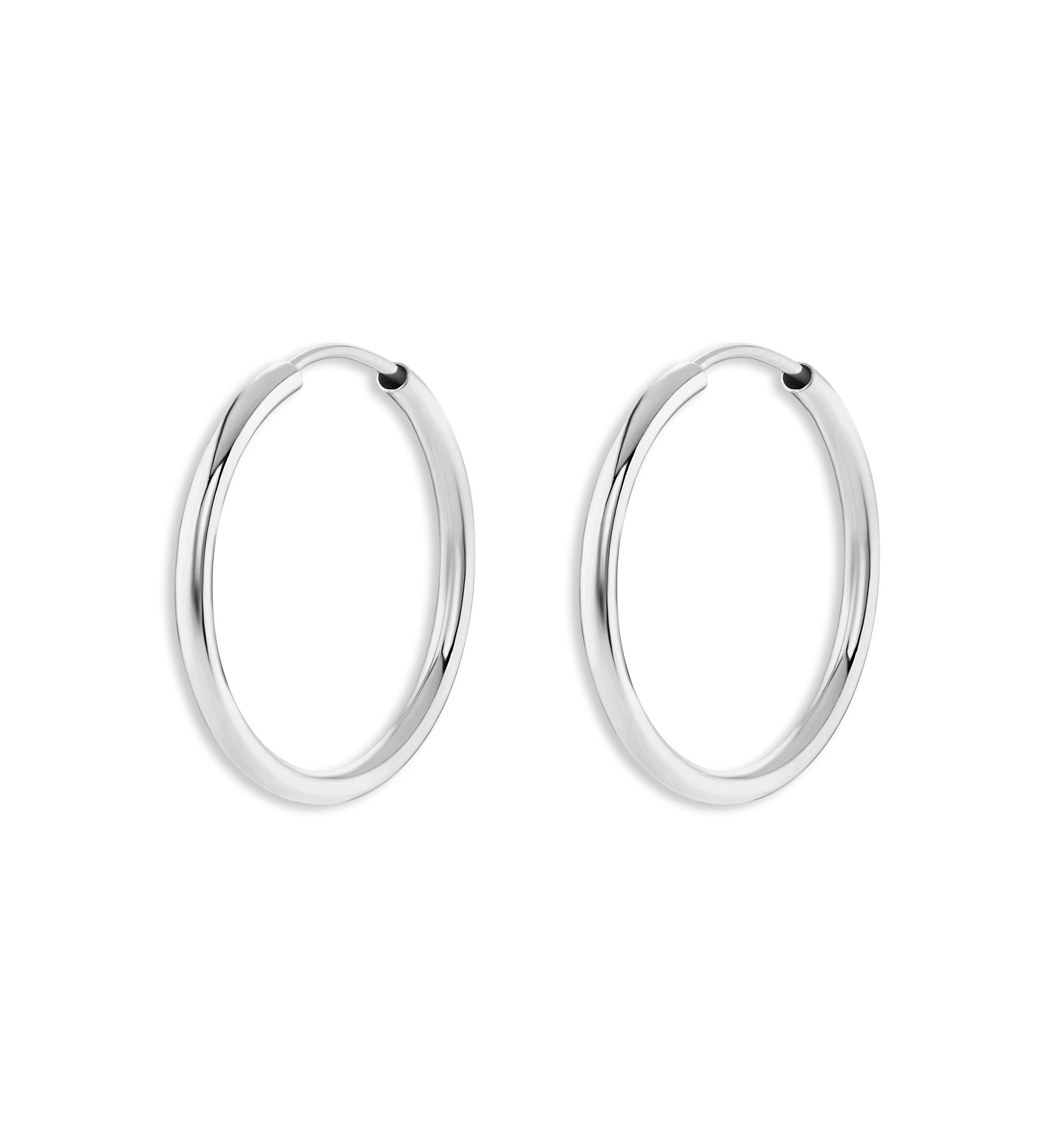 Sterling Silver 25 Millimeter Polished Endless Hoop Earrings