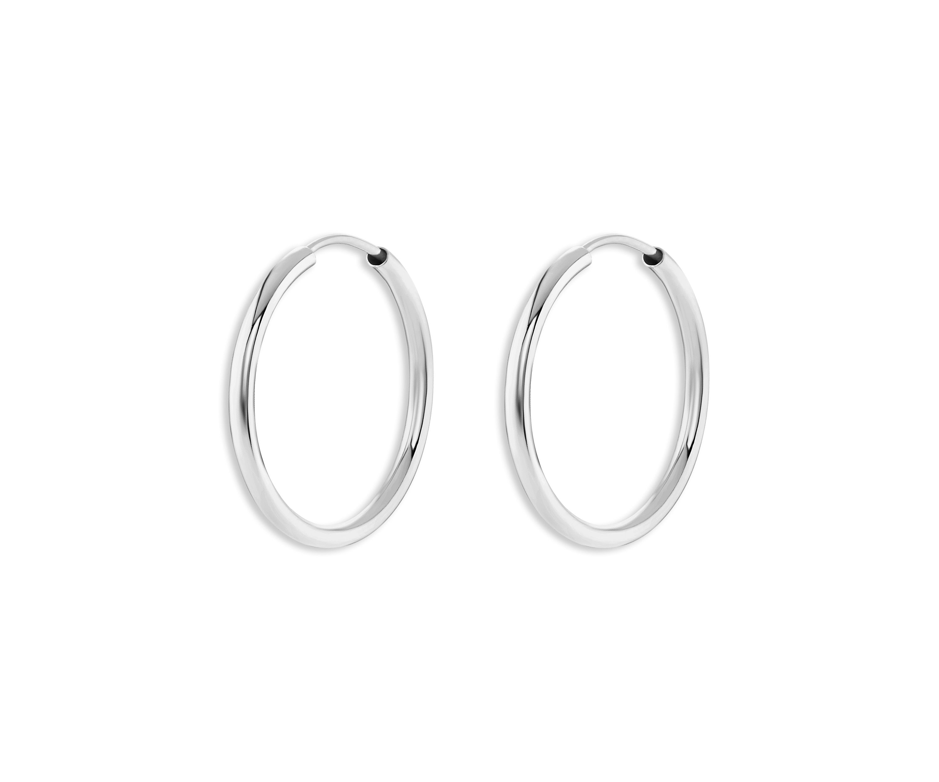 Sterling Silver 25 Millimeter Polished Endless Hoop Earrings