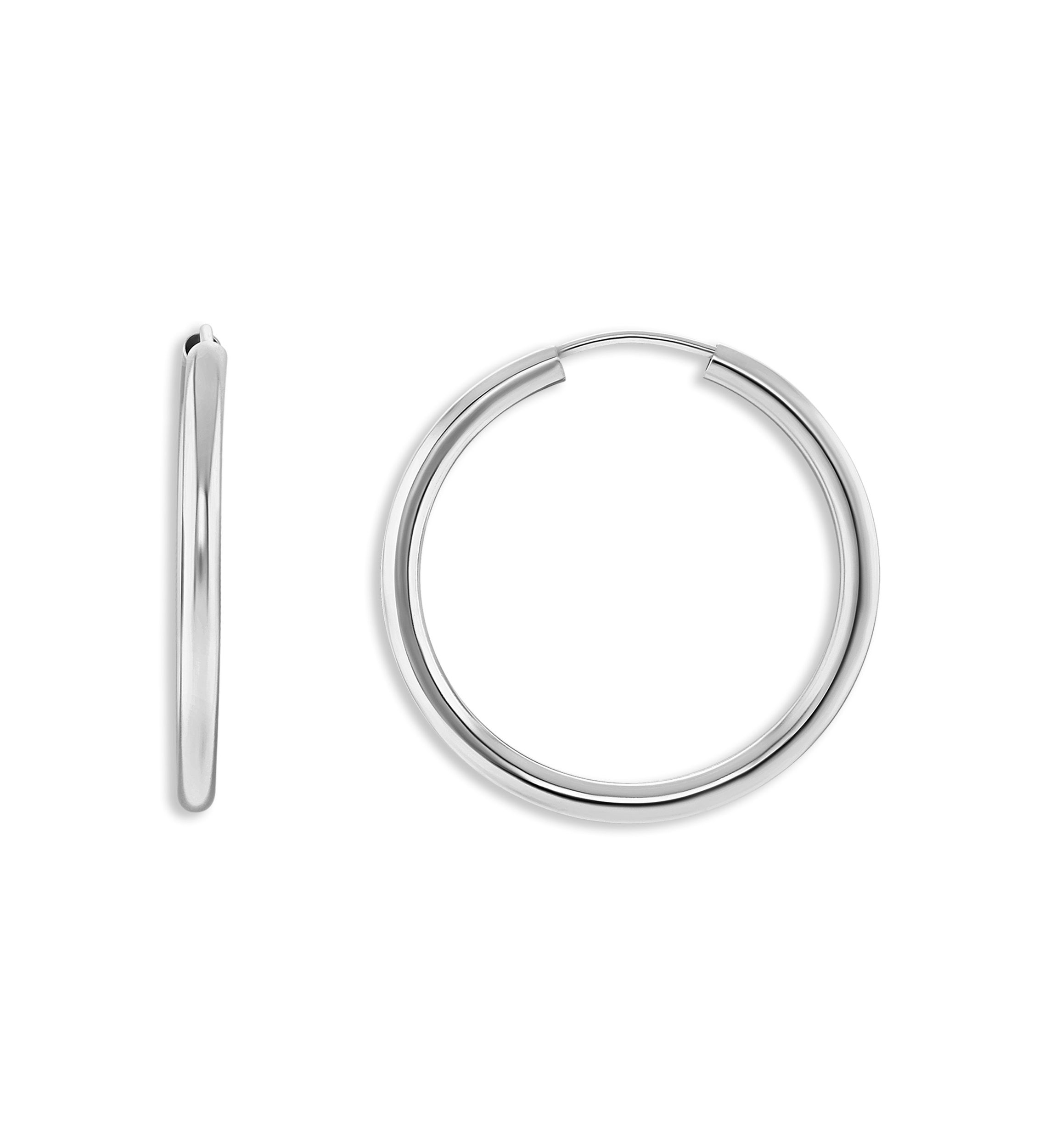 Sterling Silver 20 Millimeter  Polished Endless Hoop Earrings