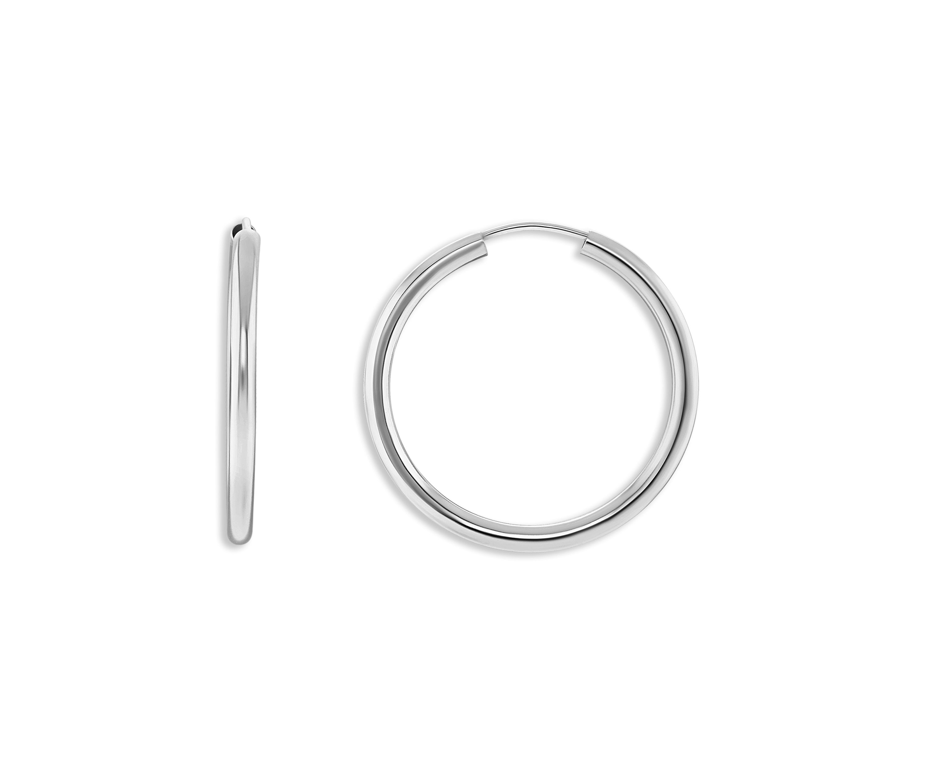 Sterling Silver 20 Millimeter  Polished Endless Hoop Earrings