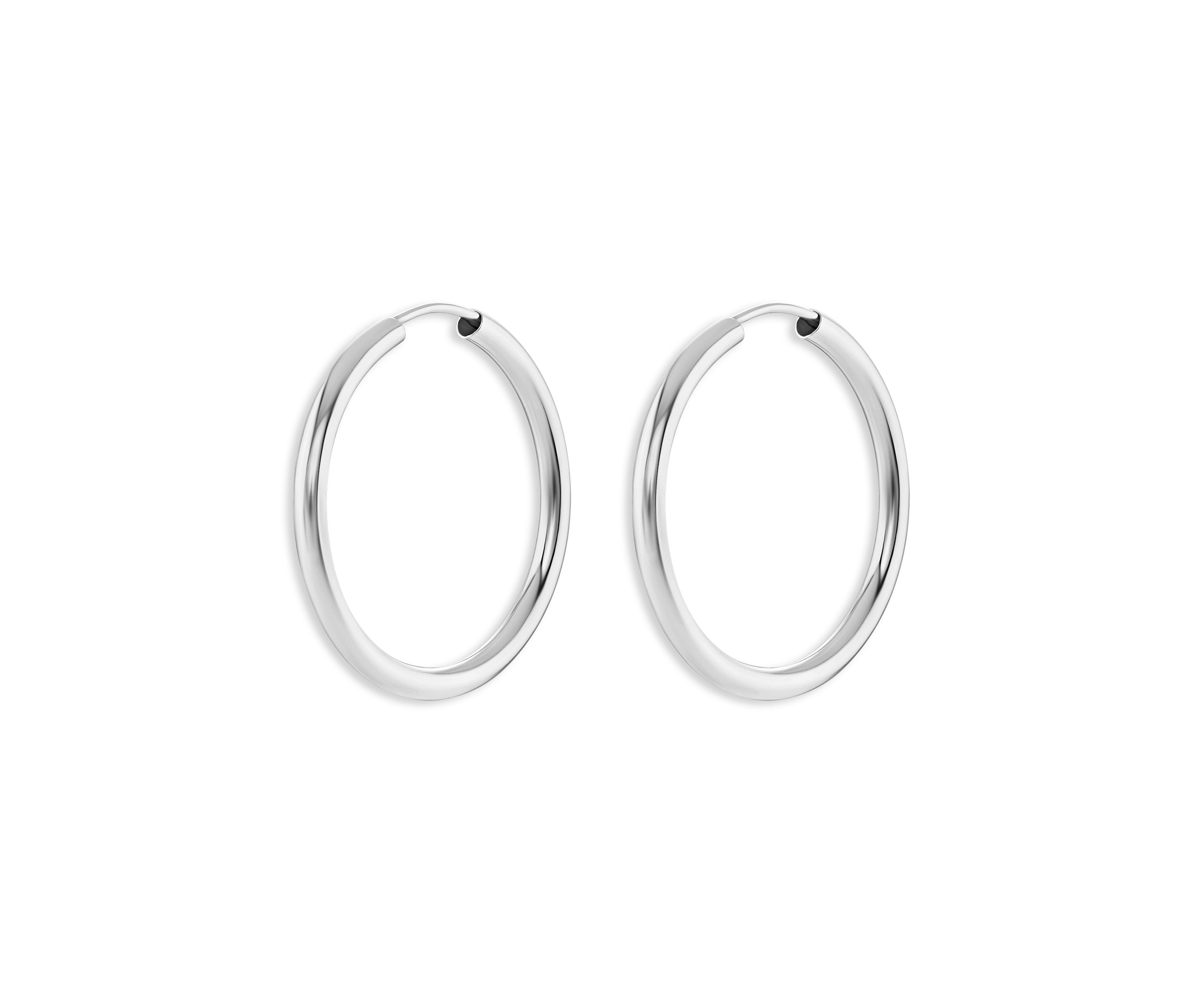 Sterling Silver 20 Millimeter  Polished Endless Hoop Earrings